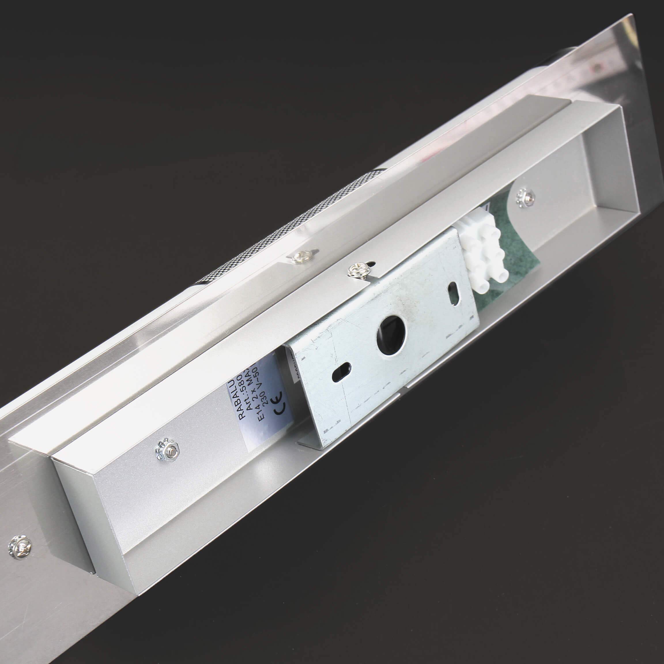 Lampada da parete in metallo vetro argento bagno L: 38 cm E14 fino a 40W 2 lampadine oblunghe Lampada da parete senza tempo per bagno PERIO