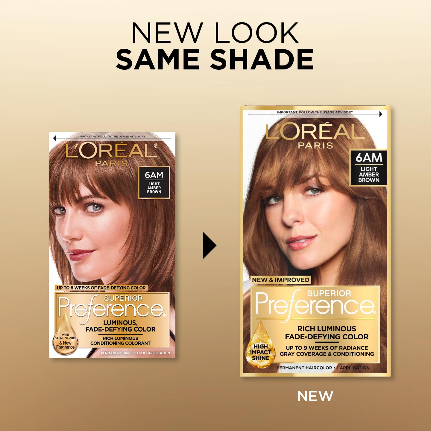 L'Oreal Paris Superior Preference Luminous Fade-Defying Permanent Hair Color, Hair Dye For Up to 9 Weeks of Radiance, Light Amber Brown 6AM, 1 Hair Dye Kit 1 Count (Pack of 1) 6AM Light Amber Brown