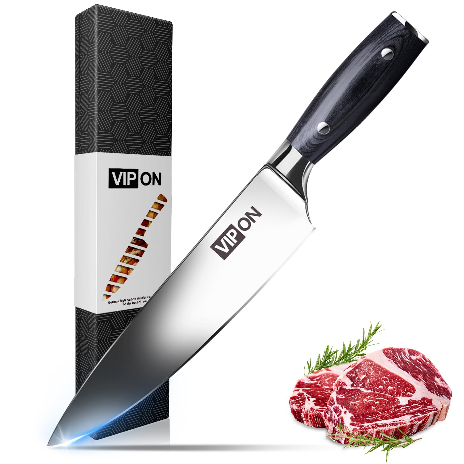 8-inch Professional Japanese Chef Knife - High Carbon Stainless Steel Blade, Ultra-Sharp Edge, Ergonomic Handle - Perfect for Kitchen and Culinary Enthusiasts