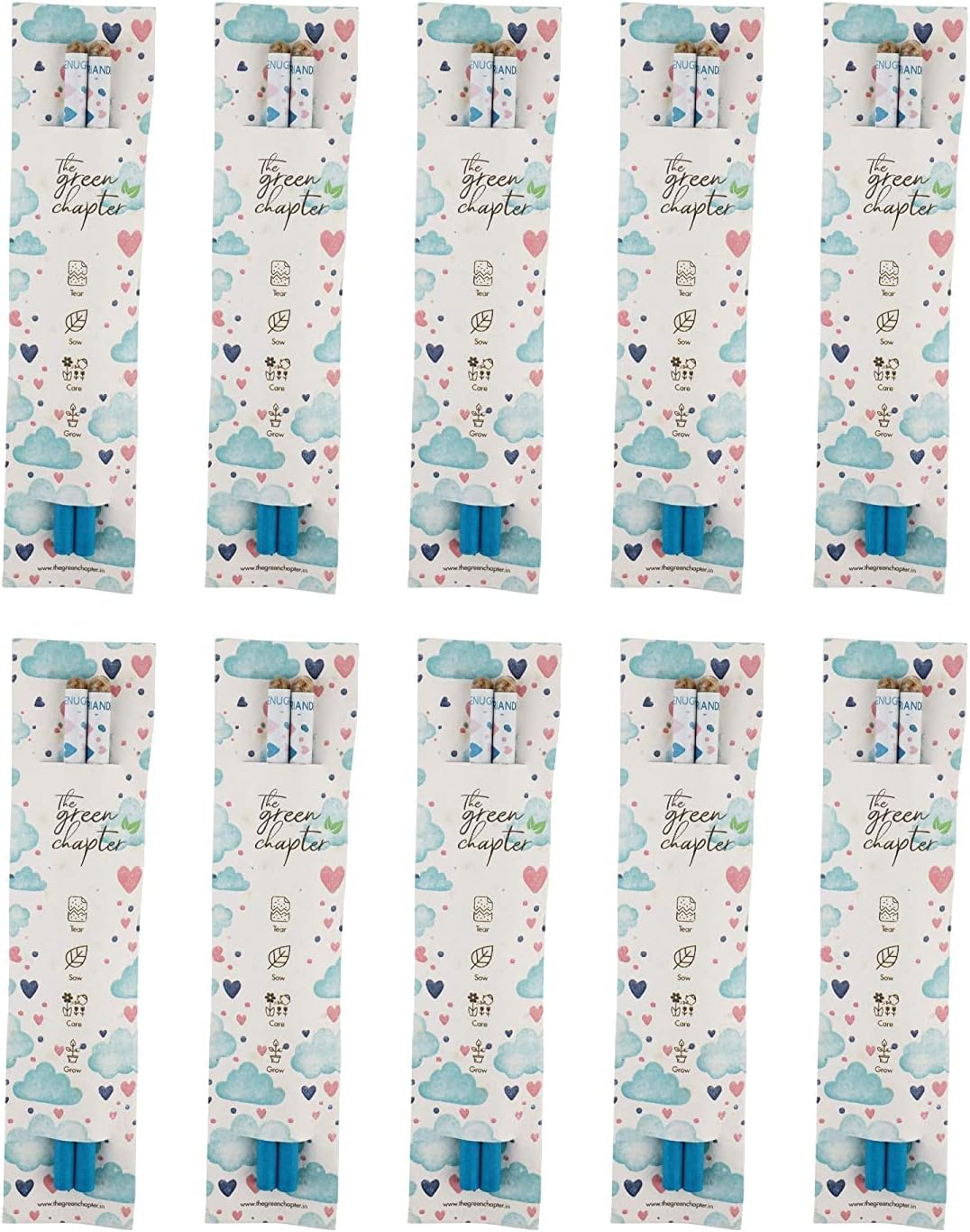 Seed Pencils Gift Set | Plantable Paper Pack of 10 - Over the Clouds Theme | Perfect Birthday & Festive Gift for Boys & Girls