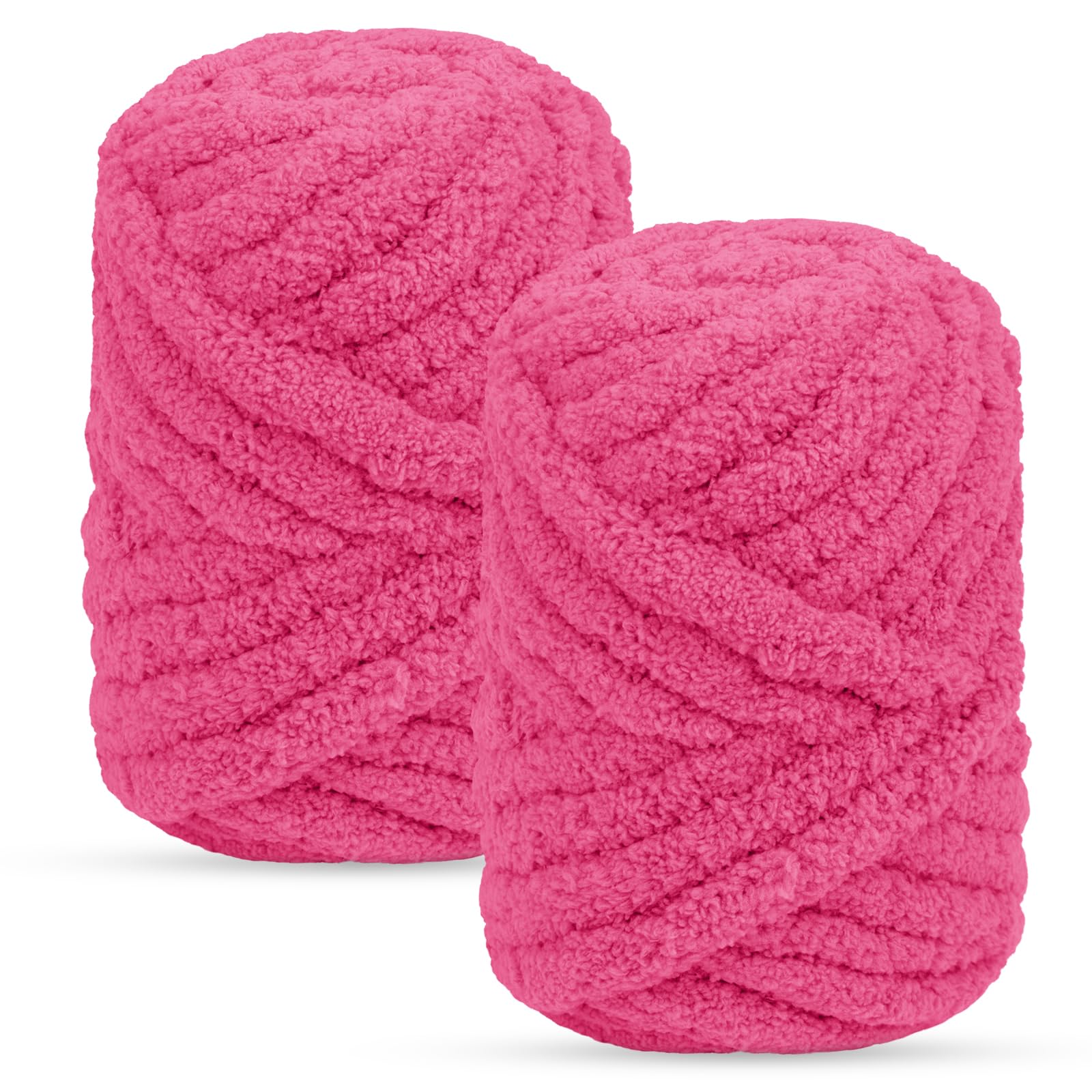 Uiopa Arm Knitting Yarn, 2 x 240g Jumbo Fluffy Chunky Yarn for Crochet, Hand Knitting Chunky Wool for Blankets, Cushions, Hats, Home Decor, DIY Crafts (Rose Red)