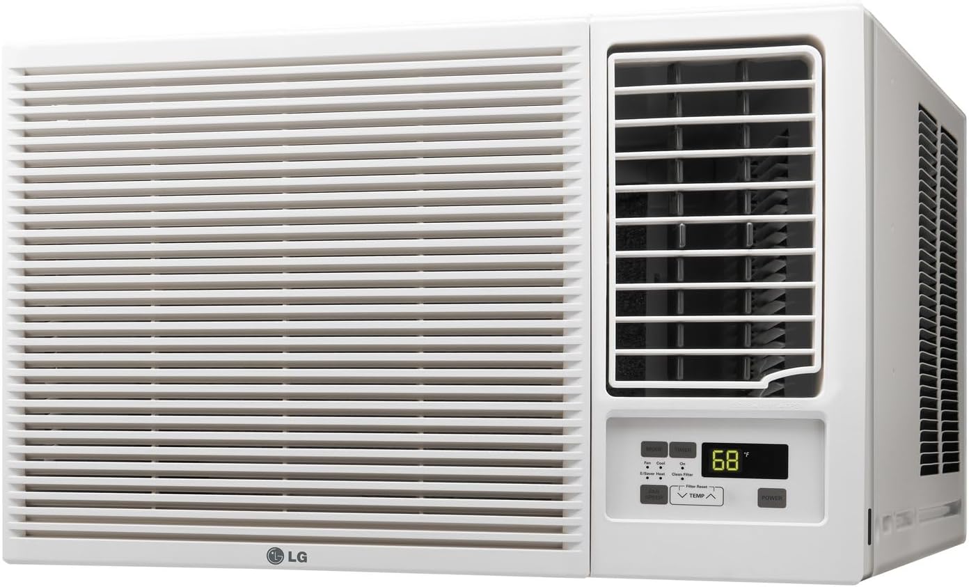LG 23,000 BTU Window Air Conditioner with Supplemental Heat, Cools 1,440 Sq.Ft. (36' x 40' Room Size), Electronic Controls with Remote, 2 Cooling, Heating & Fan Speeds, Slide In-Out Chassis, 230/208V