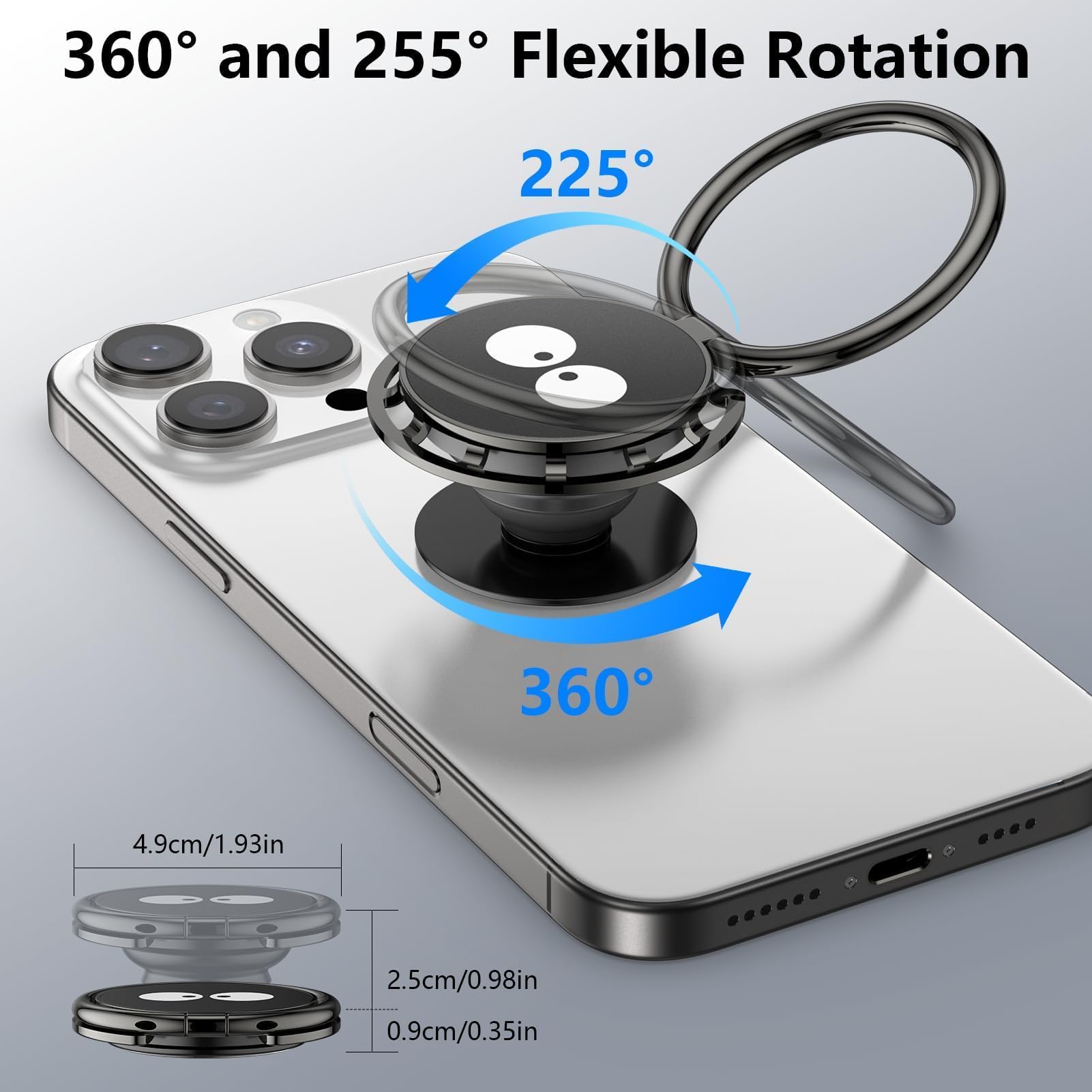 Lot De 4 Supports De Téléphone Pop Grip Fruités - Anneau Pliable, Adhésif Réutilisable, Compatible Tous Smartphones