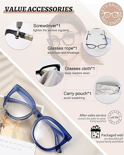 Miniatura 6 de MARE AZZURO Gafas de lectura de gran tamaño para mujer, con estilo, grandes lectores 1.0 1.25 1.5 1.75 2.0 2.25 2.5 2.75 3.0 3.5 4.0 5.0 6.0