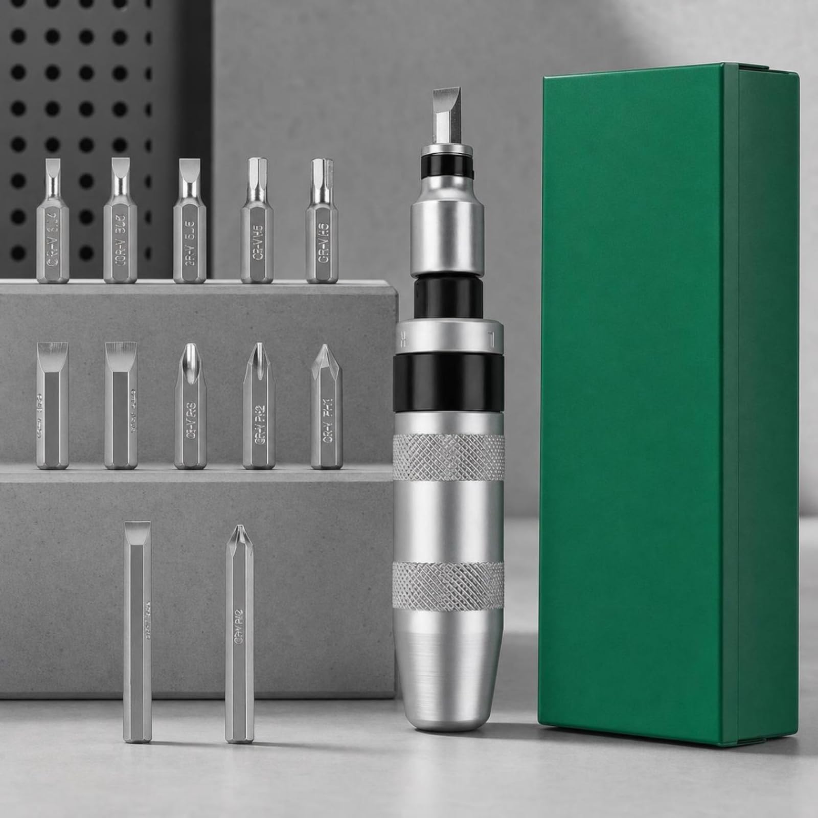 13 Pezzi Cacciavite a Impatto Manuale Antiscivolo Cacciavite a Percussione Robusto Avvitatore per Riparazioni Domestiche