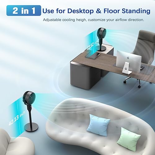 Miniatura 8 de Ventilador de pie oscilante para dormitorio, ventilador de pedestal silencioso de flujo de aire de 79 pies con 3 modos, 8 velocidades, circulador de