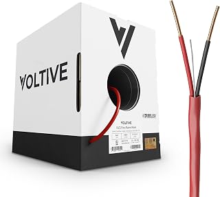 Voltive 18/2 Solid Fire Alarm Cable - FPLR Rated - Bare Copper - 500 Foot Box - Red
