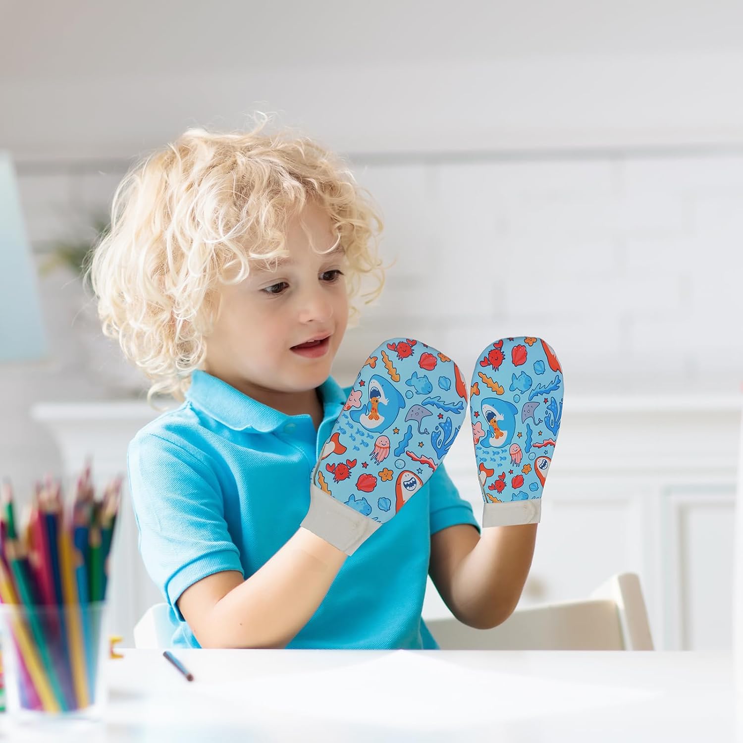 Waterproof Sensory Chew Gloves Chewing Mittens for Special Needs, Anti Finger Biting Compression, Autism Gloves