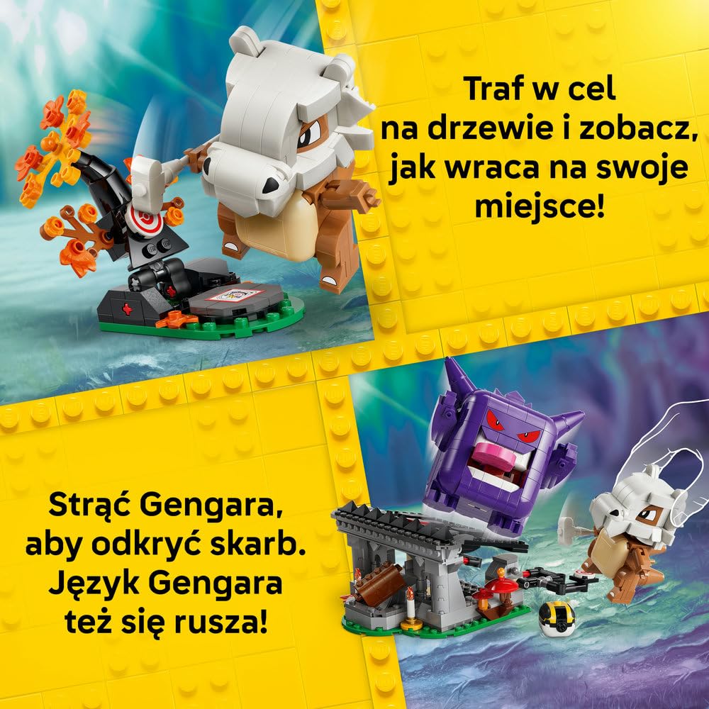 LEGO Pokémon SMART Play: Cubone i Gengar — upiorne starcie 72166 | Interaktywna zabawka z figurkami Pokémonów z klocków, zestaw kompatybilny, prezent dla dzieci 8+, 4 SMART Tagi, 782 elementy