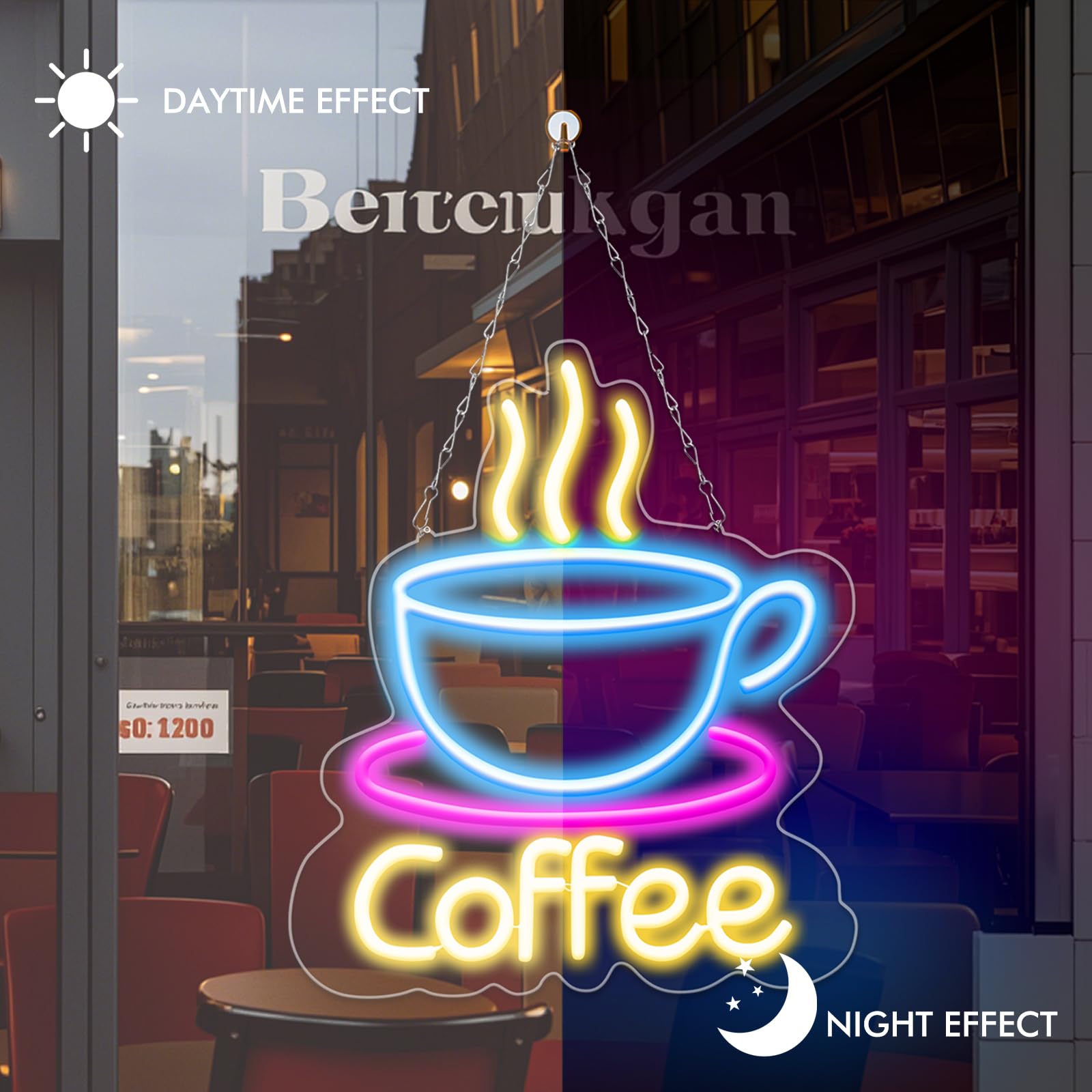 Segnalazione luminosa a LED, luce notturna, LED Coffee per tazza da caffè, caffè neon Sign, caffè, lettera luminosa, luce al neon per famiglie, ristorante, soggiorno, cucina, finestre