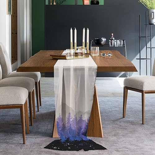 Vista 2 de Purple Black Forest Chiffon Table Runner 120 Inches Long, Voile Sheer Tulle Runner for Rustic Wedding Reception Bridal Shower Decorations Birthday