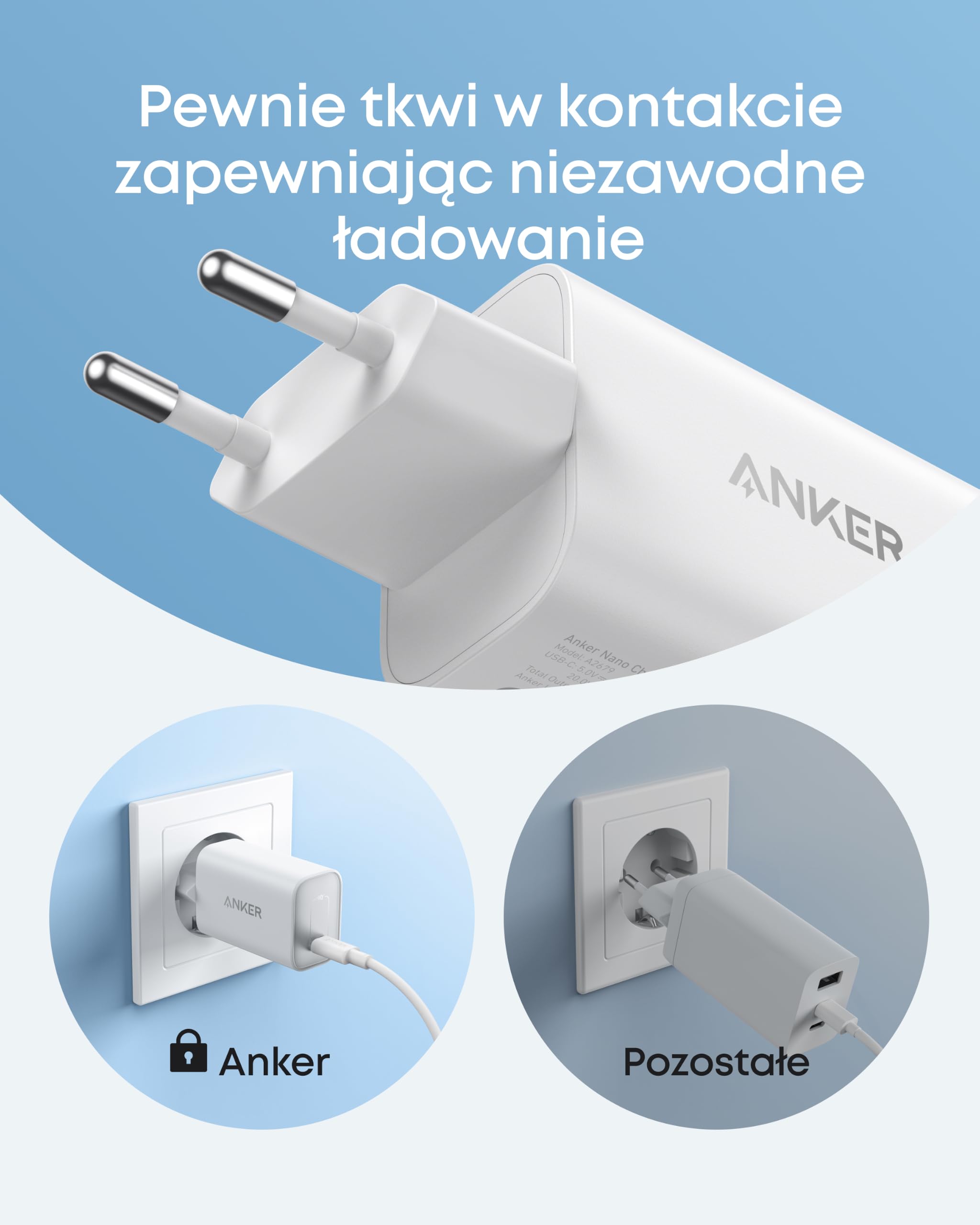 Anker Nano Ładowarka 100 W, Ładowarka 100 W do MacBooka, Zasilacz do MacBooka, iPada, iPhone’a 17/16, Galaxy oraz wszystkich urządzeń USB‑C, w zestawie kabel USB‑C 1,8 m (biały)