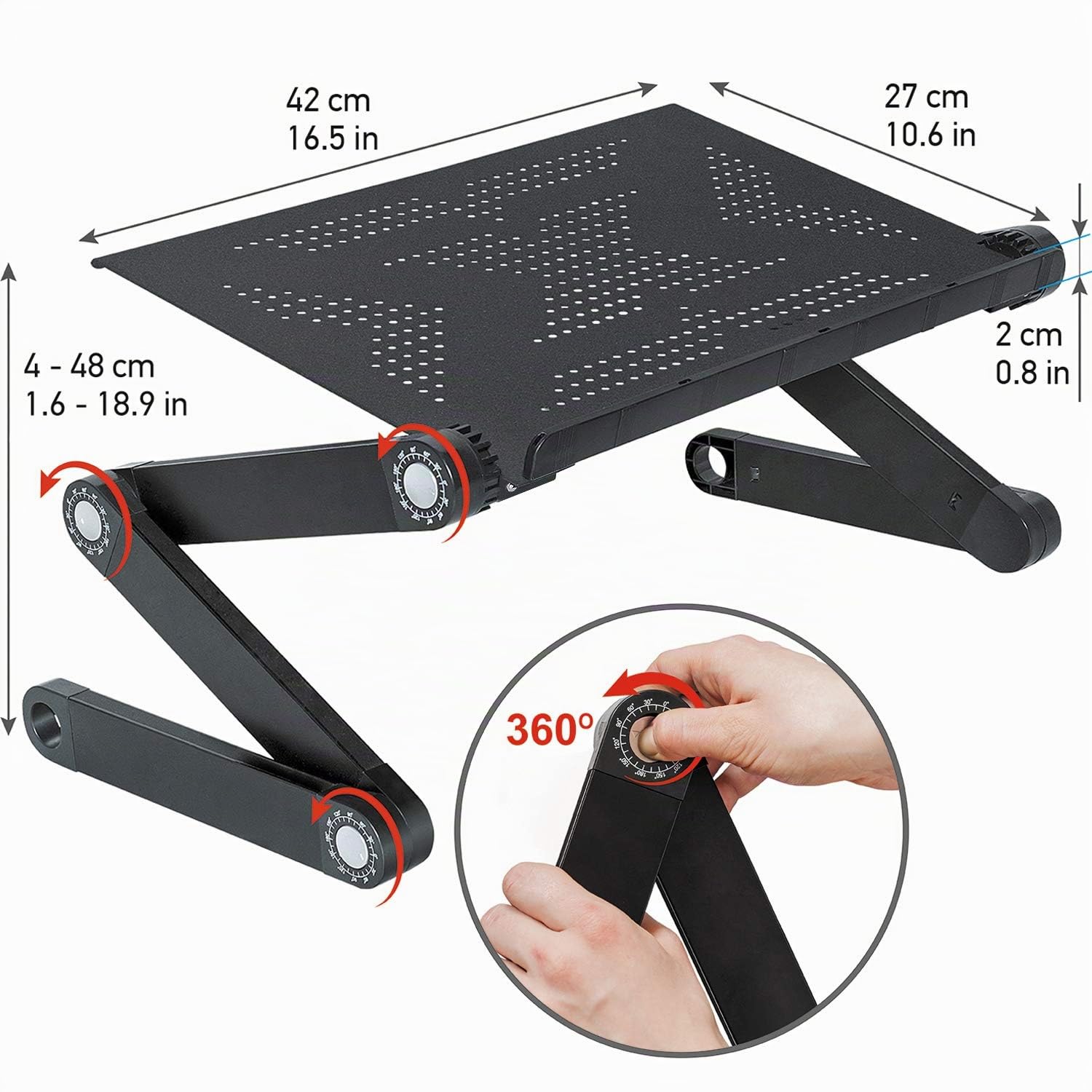WonderWorker Newton Klappbare Laptoptisch, Einstellbare Höhe, Neigungswinkel und Position, Lüftungsschlitze Verhindern den Hitzestau, Material Aluminium - Tisch äußerst Leicht, Zuverlässig und Stabil