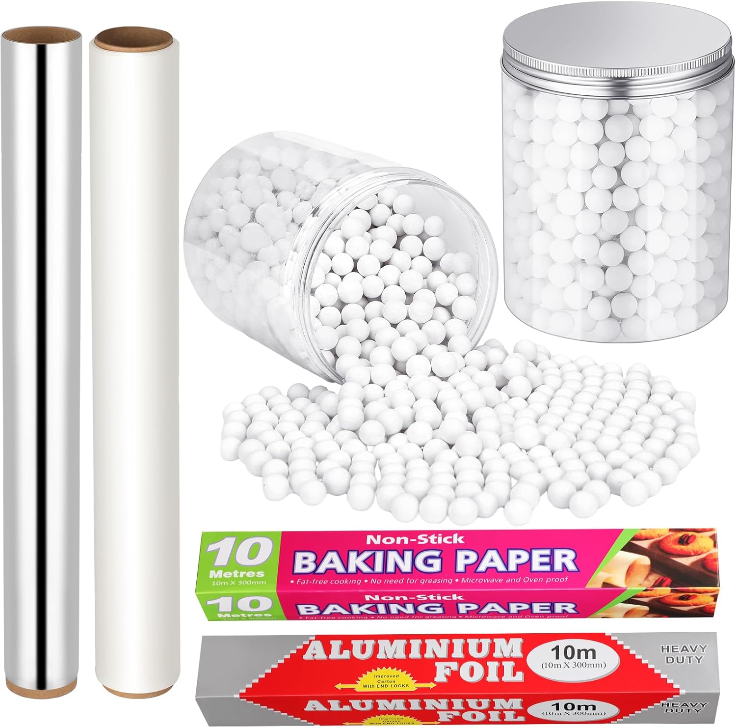 Honeydak 2.2 lb Ceramic Pie Weights Blind Baking Kit with Silver & Parchment Paper Liners, Fits 8-10 Inch Pans, Storage Bottle