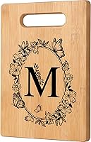 Crycarrot Personalized Monogrammed Bamboo Cutting Board - Engraved Initial M Kitchen Gift for Birthdays, Weddings, Christmas, Housewarming