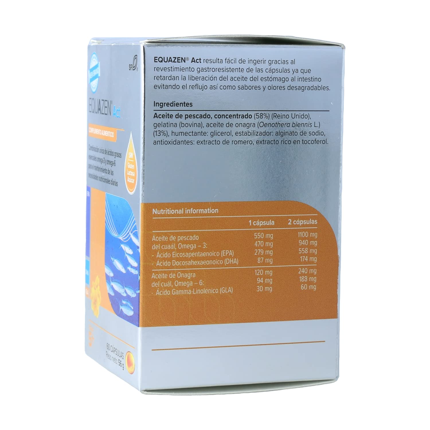 Vitae EQUAZEN Forte 60 cápsulas | Combinación única de Omega 3 y 6 | Alto poder nutricional (EPA, DHA y GLA) | Desarrollo cognitivo