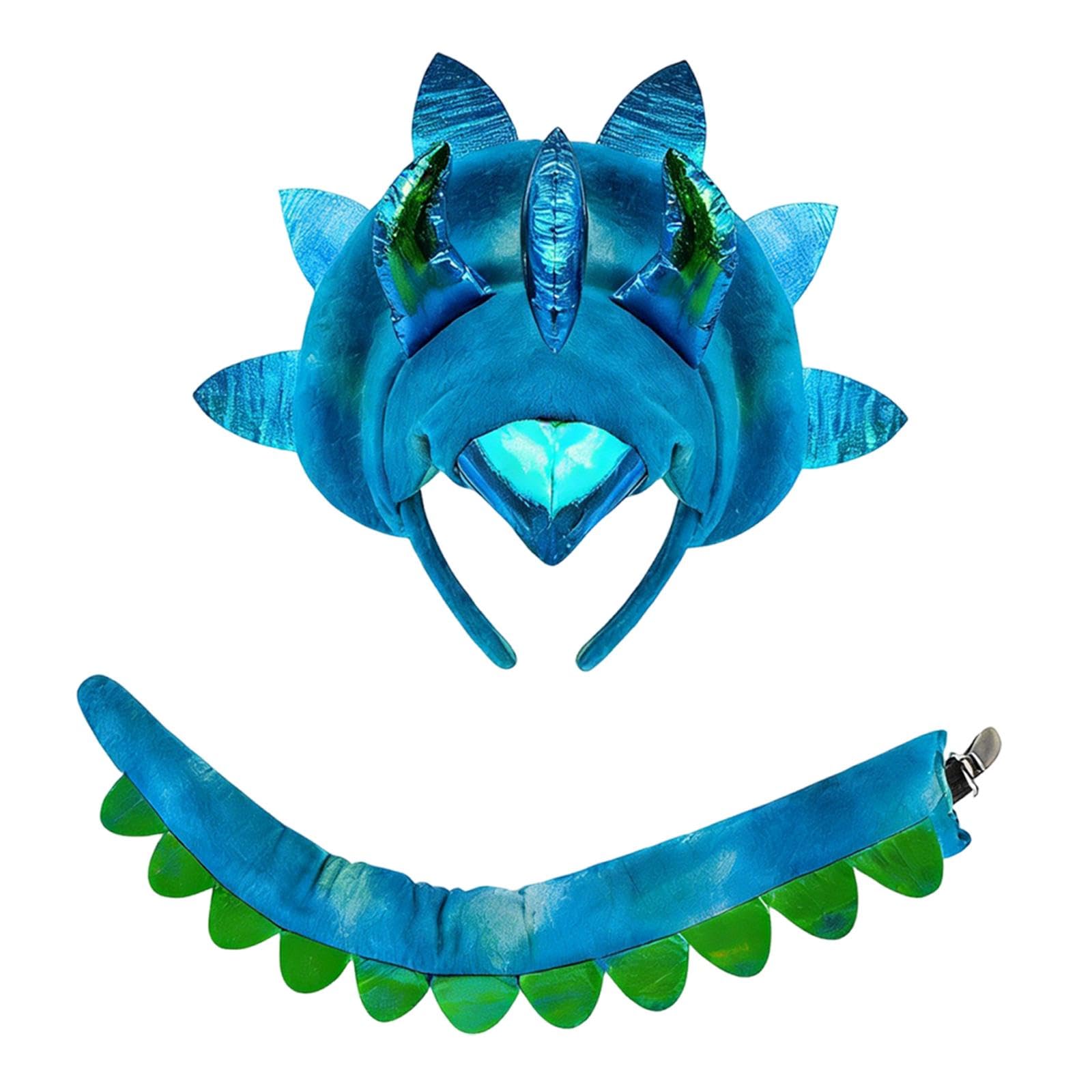 Baoblaze Dinosaur Headband Tail Easy to Wear Costume Accessory for Role Play Events Dance, blue