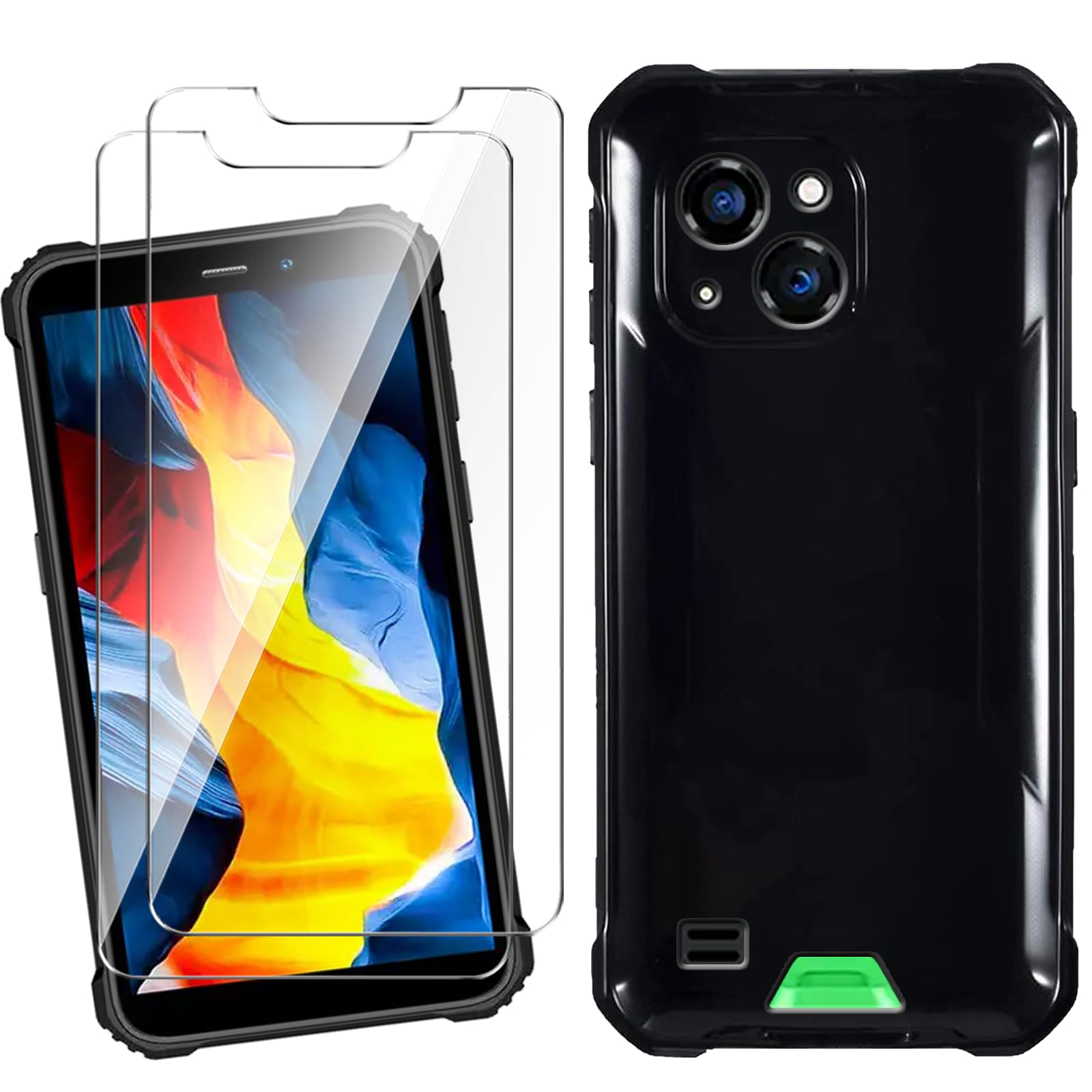 Cover Per Oukitel WP32 + 2 Pellicole Vetro Temperato - Custodia Morbida In Silicone TPU Antiurto (Nero)