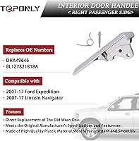 Vista 3 de TQPONLY Manija de puerta interior, compatible con Ford Expedition Lincoln Navigator 2007-2017 delantera o trasera derecha del lado del pasajero