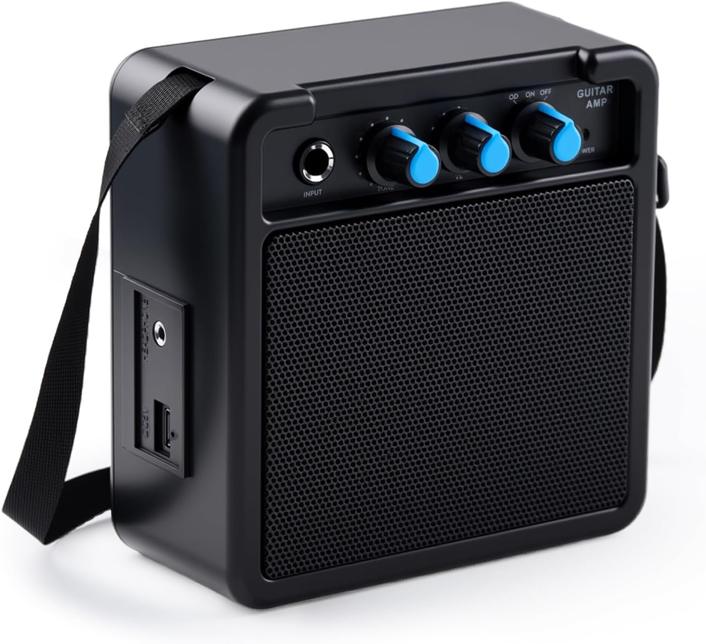 UZOCHI Mini Guitar Amp Rechargeable Electric Guitar Amplifer 5W, Clean Overdrive Effects, Portable Small Amp with Headphone Jack for Practice, Black