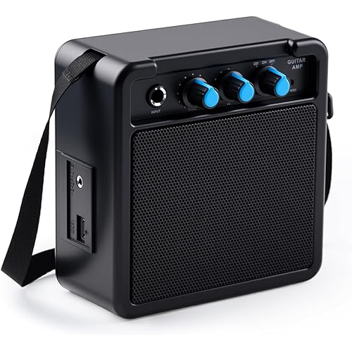 UZOCHI Mini Guitar Amp Rechargeable Electric Guitar Amplifer 5W, Clean Overdrive Effects, Portable Small Amp with Headphone Jack for Practice, Black