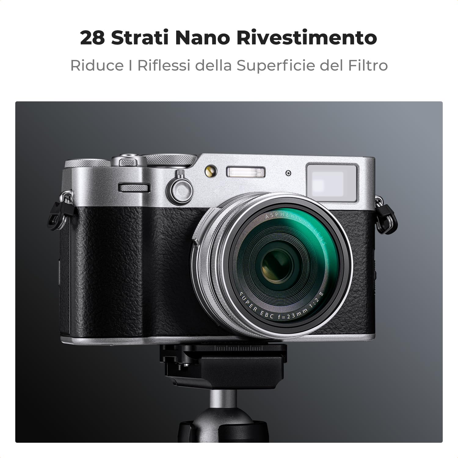 K&F CONCEPT Nano-Xcel Filtro di Protezione UV compatibile con Fujifilm X100 Serie, Filtro MCUV con 28 Strati di Rivestimento Nano Compatibile con Fujifilm X100 X100S X100F X100T X100V X100VI(Argento)