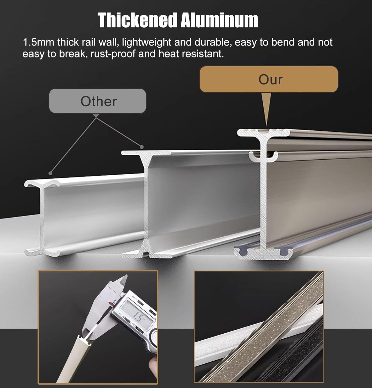 Sistema metallico flessibile da 1,8 m a soffitto e parete con puleggia silenziosa. Design pieghevole e tagliabile per ospedali e camper