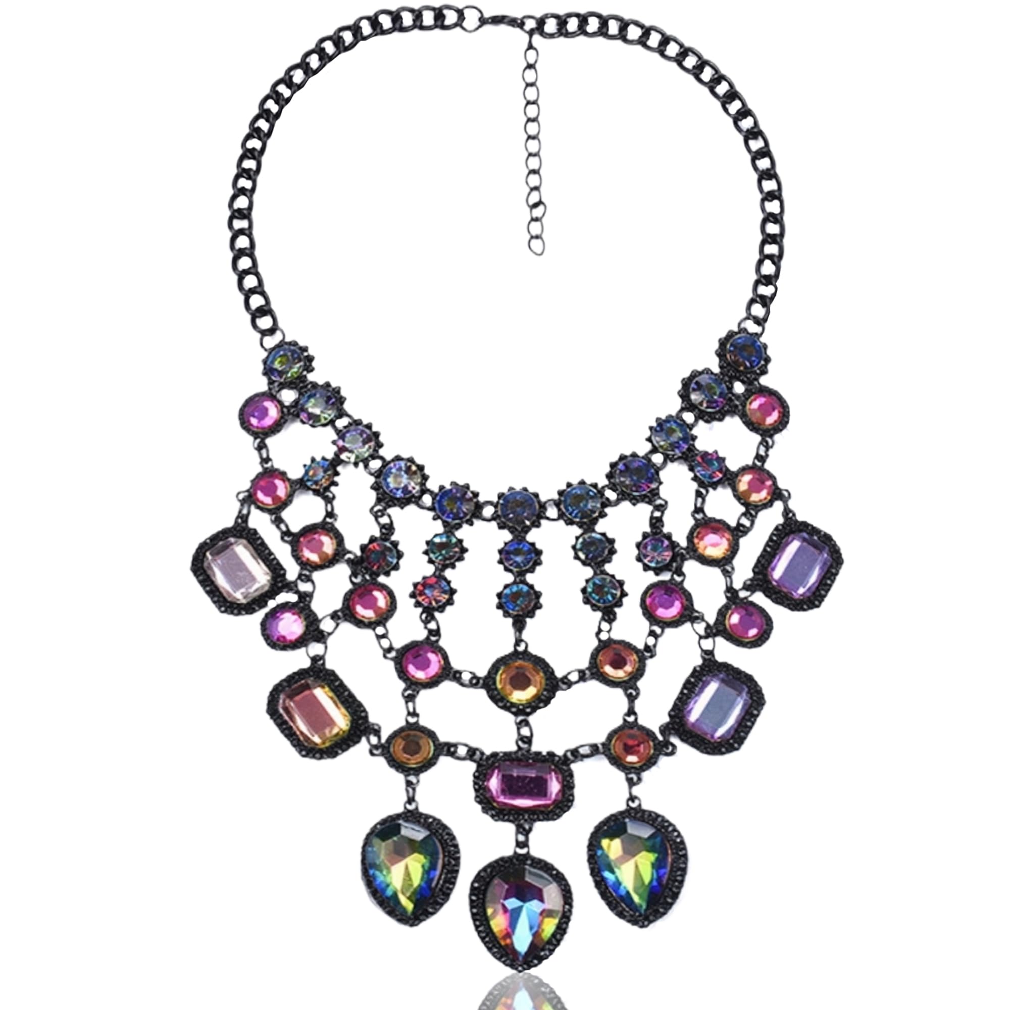 NABROJ Statement Necklace Chunky Necklaces for Women Prom Jewelry Mothers Day Gifts - Collar Crystal Necklace Acrylic Gems Bohemian Costume Jewelry for Women