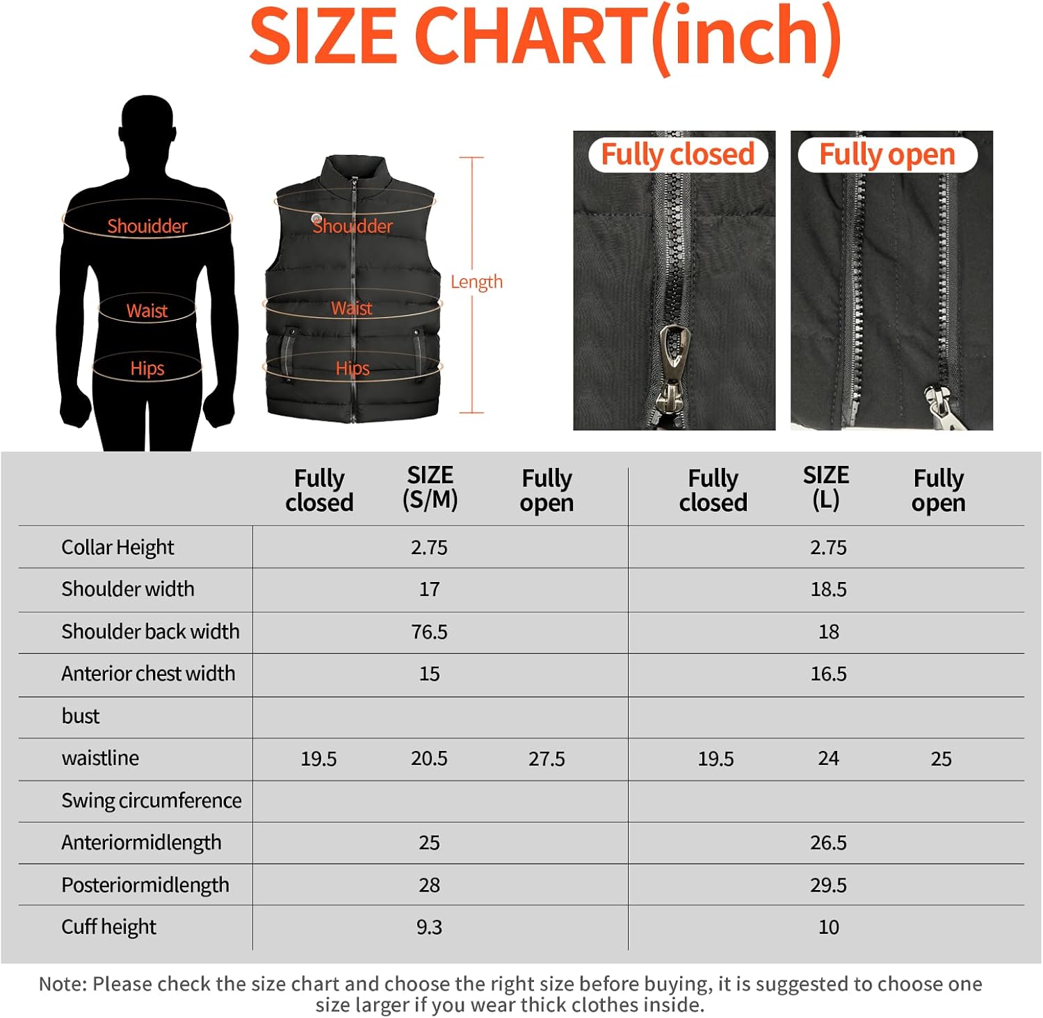 Heated Vest for Women Men,3 Heat Levels,7 Heat Zones，Adjustable Size (Battery Not Included)