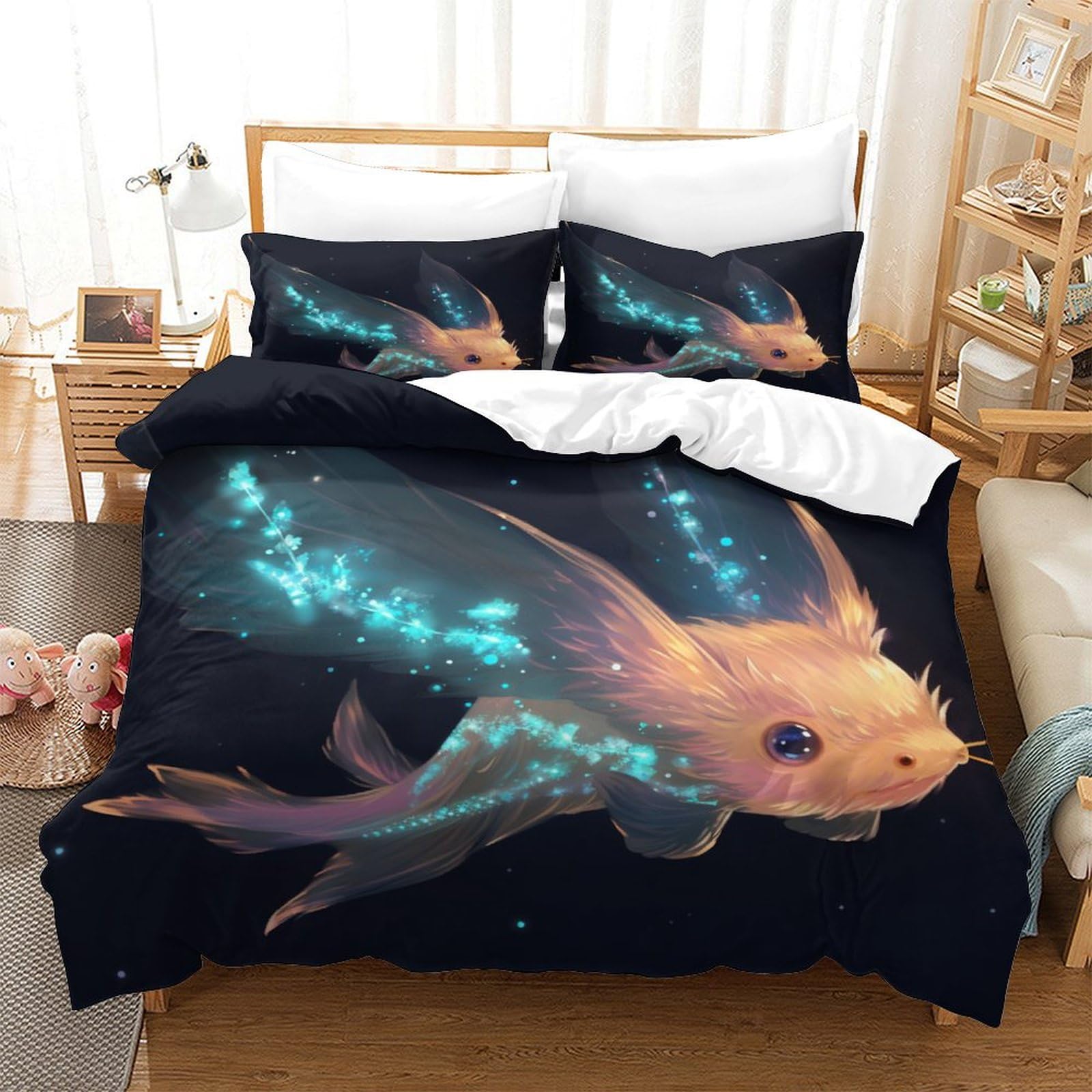 P1S9U7W5Y 3D Printed Fantasy Jellyfish Duvet Cover Set 3pcs Microfiber Jellyfish Bedding Set King