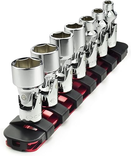 CROM Juego Universal de Llaves de Enchufe Flexible - Juego de Llaves de Enchufe Giratorias de 6 Puntos - Junta Giratoria para un Acceso Más Fácil a