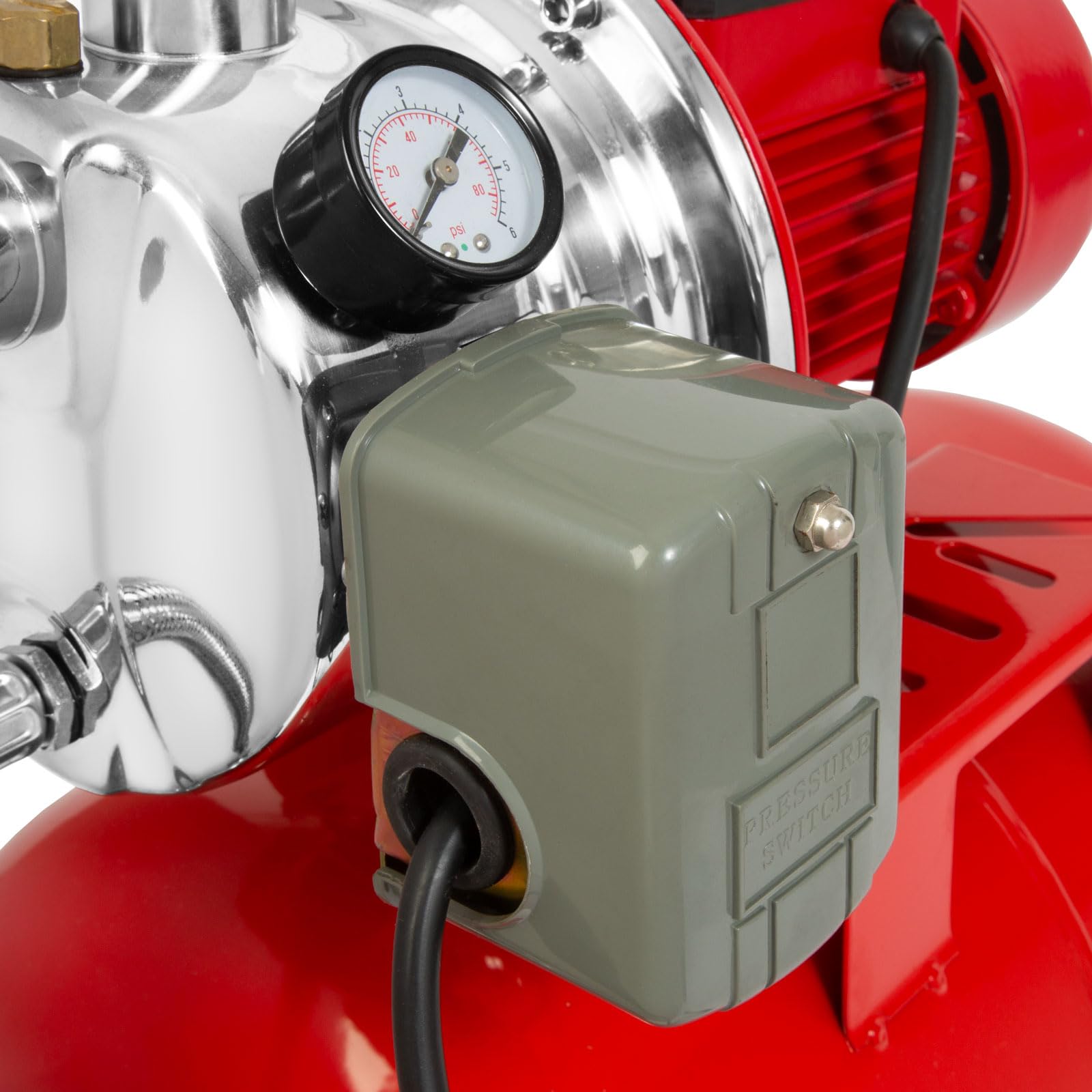 EBERTH Bomba de agua doméstica 3600L/h, 4 bar, 750W, presostato para funcionamiento automático, Depósito de 50L acero pintado, autocebante, altura de aspiración 9m, altura de impulsión 40m