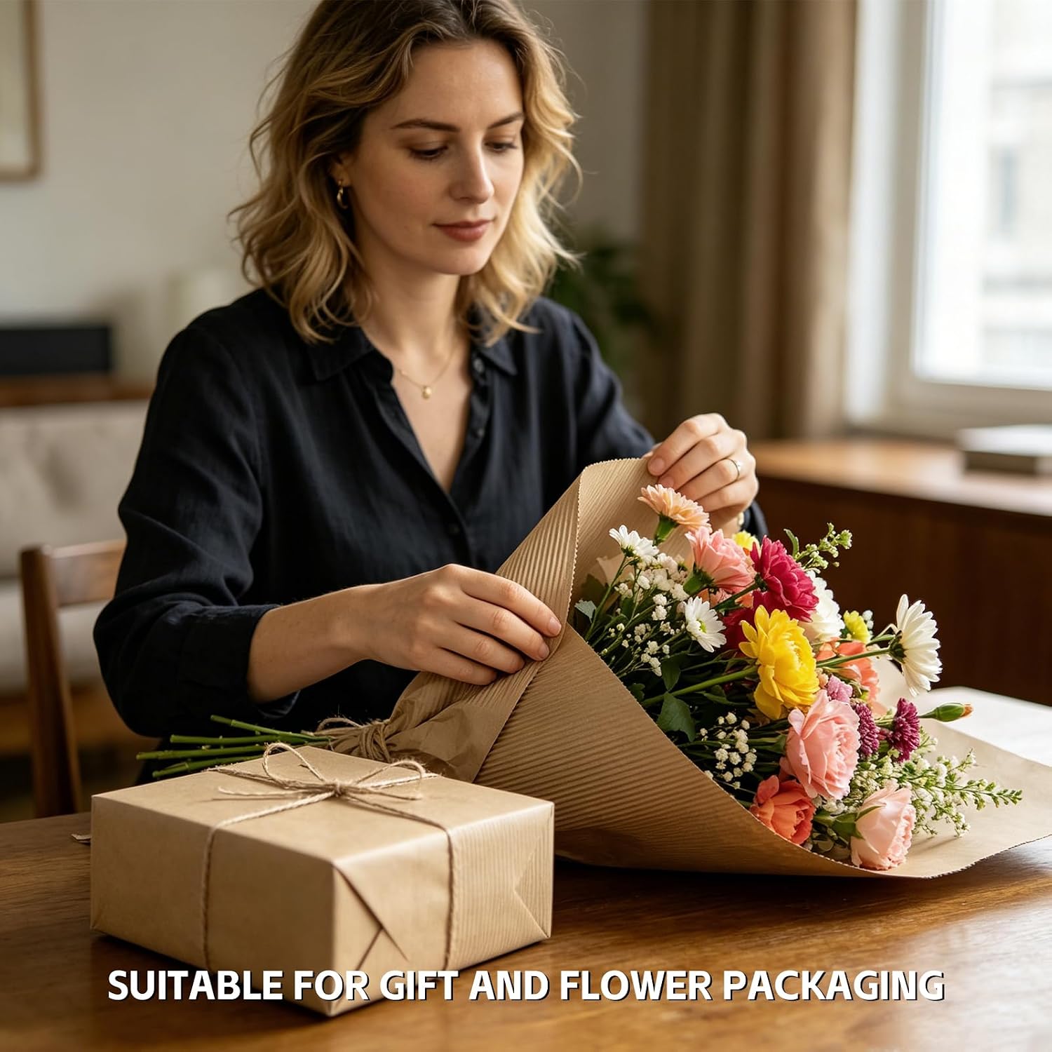 24 x 500 Inches Corrugated Cardboard Roll, 60cm x 13m Large Heavy Duty Kraft Paper Roll for Packing, Moving, Shipping, Crafts, Floor Protection, Table Cover, DIY Projects