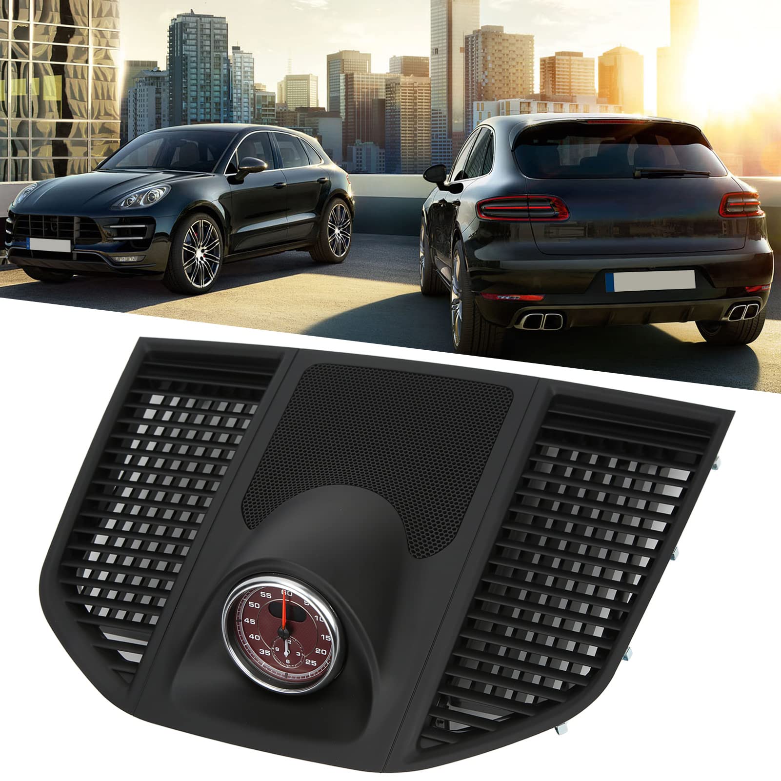 Dioche Pannello Strumenti della Console Centrale dell'auto con Set di Orologi 95B 858 189 C 5Q0 per il 2014-2020 - Sostituzione ABS Premium (cronometro rosso scuro)
