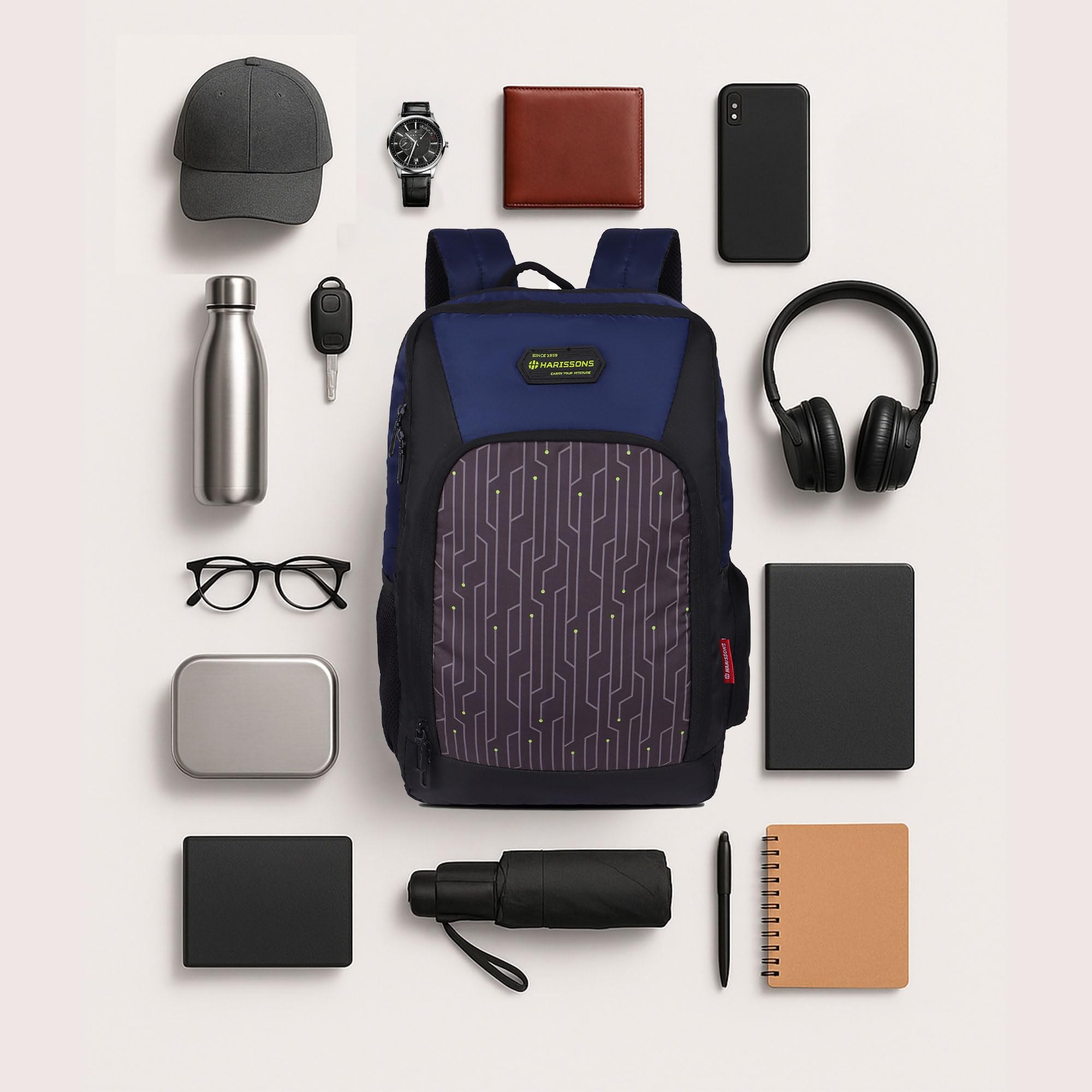 HARISSONS Neuron Travel Backpack | 35L | Fits 15.6β Laptop | Superdurable Backstraps, Quick-Access Pockets, Wet Compartment, Bottle Security, Ventilated Back | Work, Travel & College 4