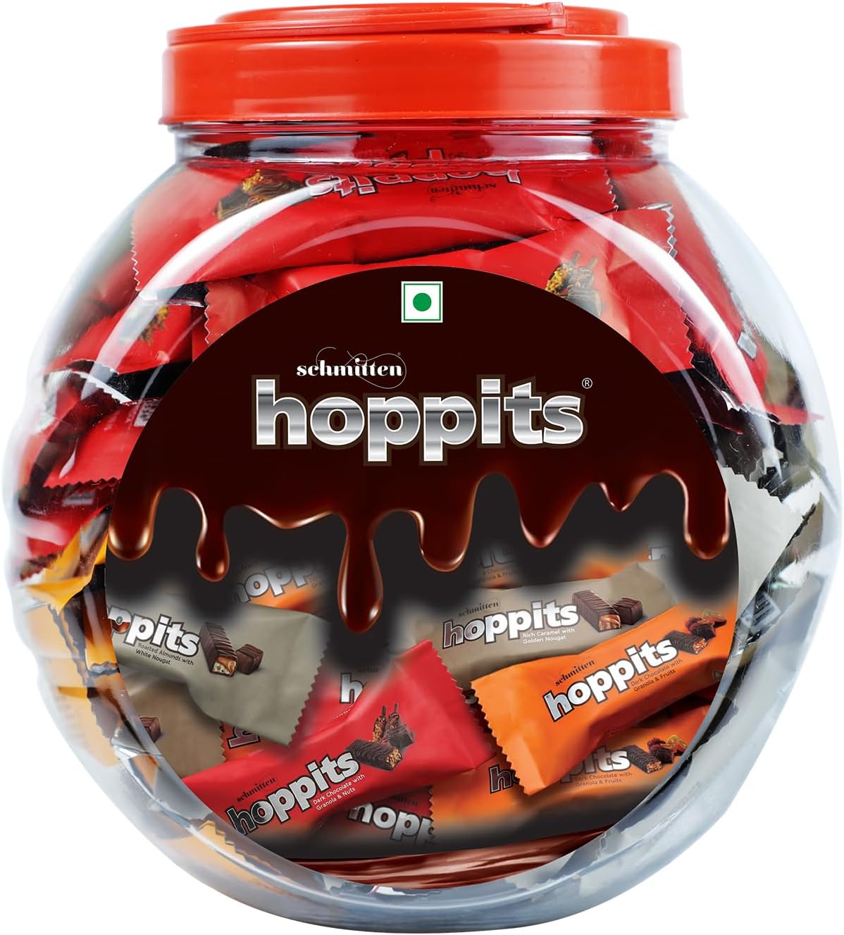 - Schmitten Hoppits Assorted Chocolates Jar 480g | 48 Mini Bite-Size Bars | Milk & Dark Chocolate Mix Bars | Gift Pack for Festivals & Occasions