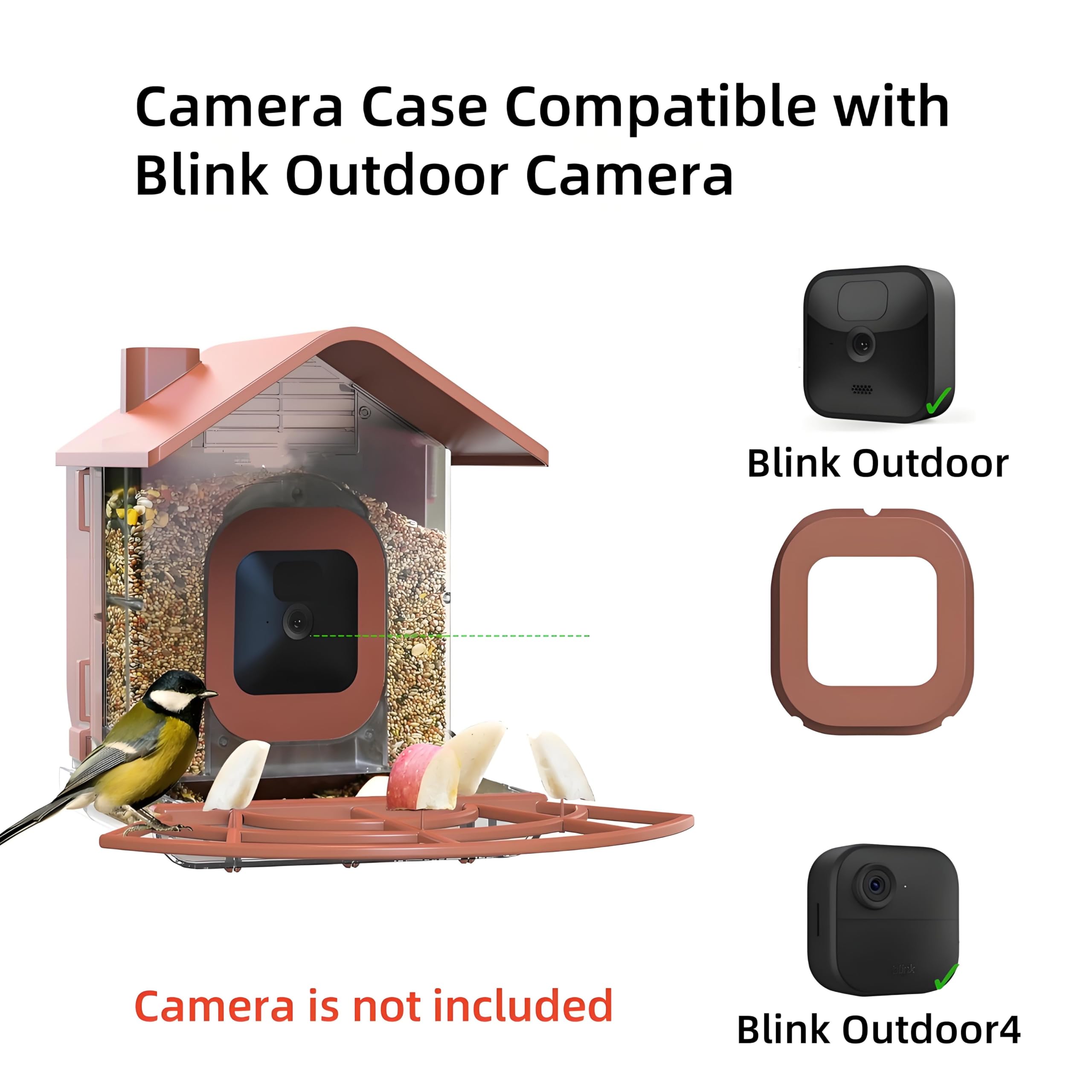 Vogelfutterhaus mit Kamera Haus Outdoor Kompatibel mit Blink Kamera Halterung Wetterfest Großes Fassungsvermögen 1.6LB Wildlife Monitoring (Ohne Kamera)