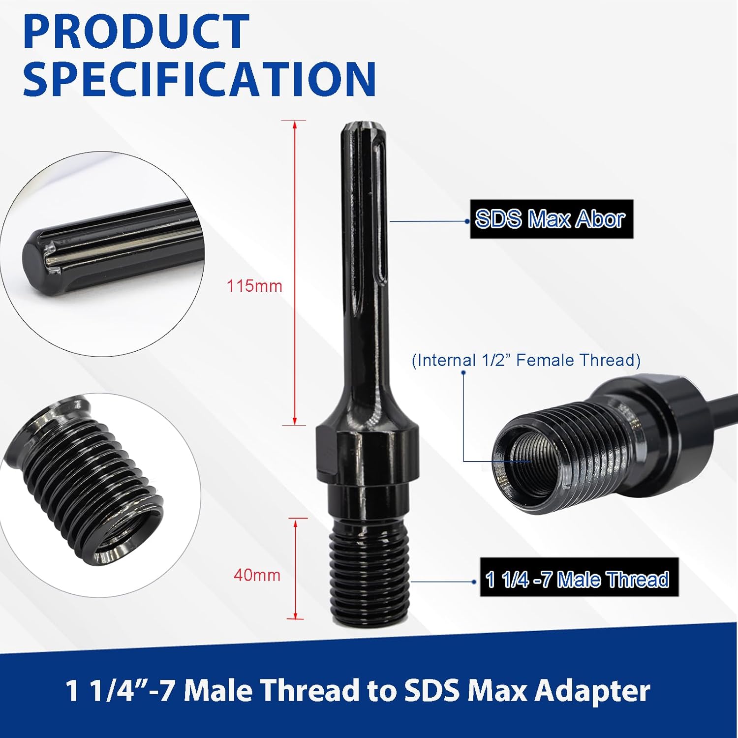2 1/4" Wet Core Drill Bit & SDS Max Shank Drill Adapter - 2.25" Diameter Core Bits for Concrete, 14" Drilling Depth, 1-1/4"-7 Thread Diamond Core Bit for Cured Concrete, Masonry, Brick