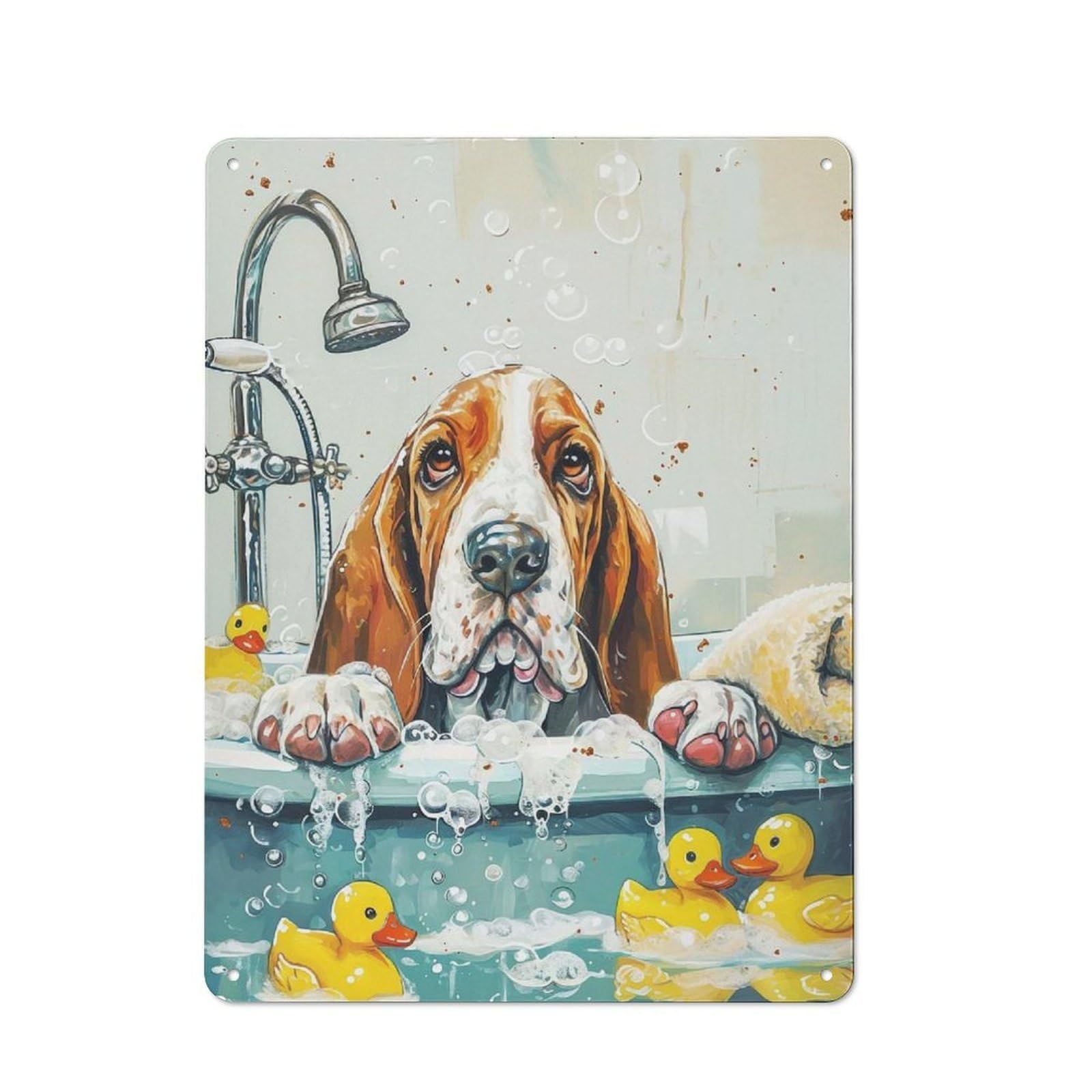 Junmoney Basset Hound Dog Metal Plaque 40X30cm With For Garage Wall, Retro Decor, For Garage Decor Collectors Refreshing A Room In Autumn