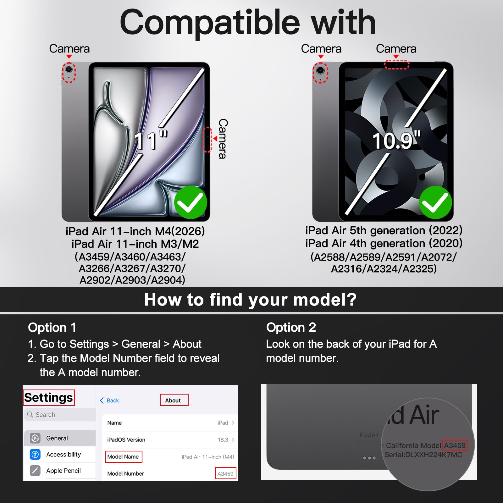 JETech Funda Magnética Desmontable para iPad Air 11 Pulgadas M4/M3/M2 (2026/2025/2024), iPad Air 5.ª/4.ª con Soporte para Pencil, Carcasa Giratorio Extraíble, Retrato/Paisaje (Blanco Estrella)