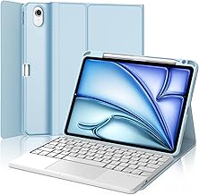 FOGARI Keyboard with Touchpad for iPad Air 11 Inch M2 2024/M3 2025, Case with Spanish Ñ Keyboard for iPad Air 11 M2/M3 2024/2025 Bluetooth Keyboard with Trackpad, Light Blue