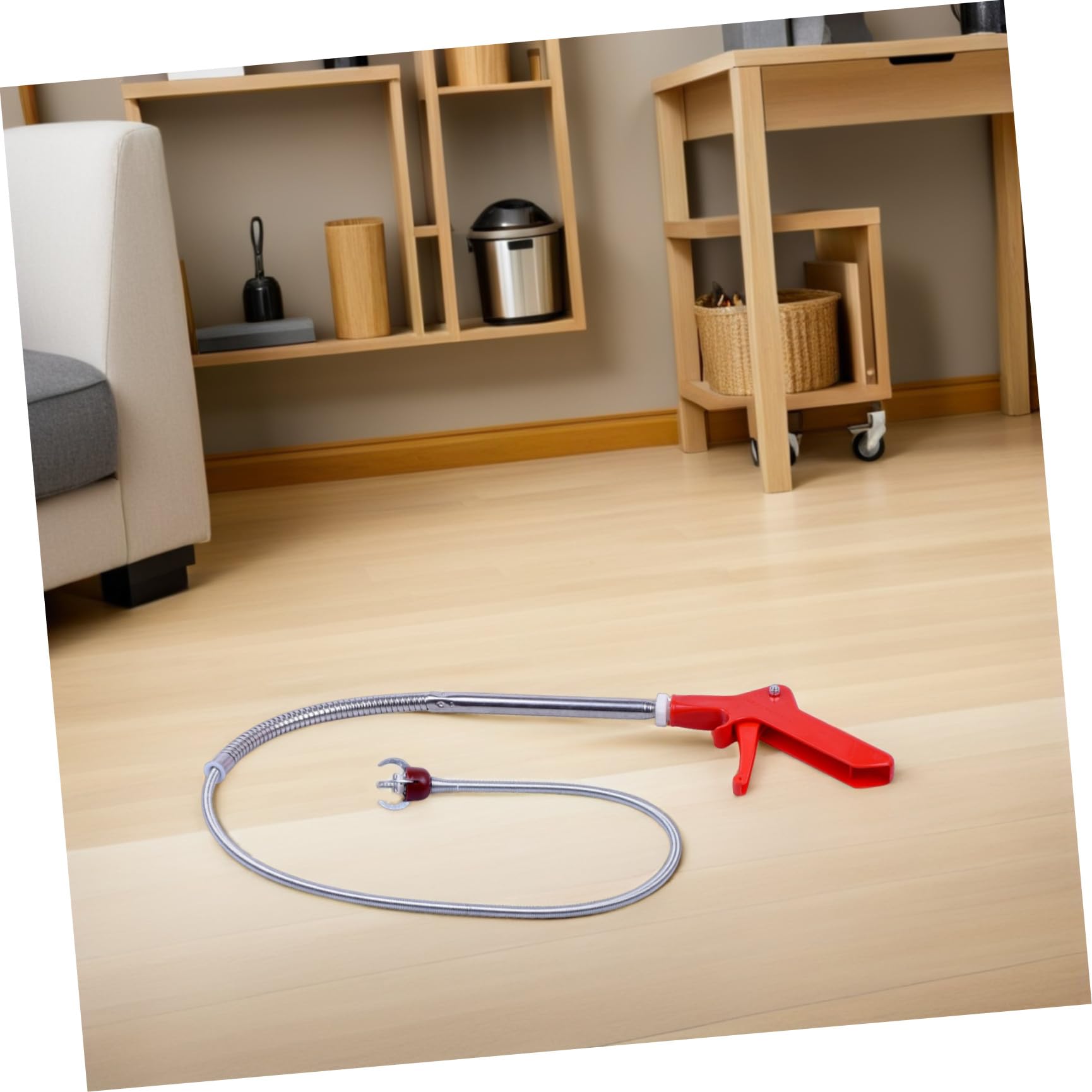VILLCASE Herramienta de Limpieza para Inodoro 130 Cm Cuatro Garras, Barrena Flexible para Desatascar Tuberías y Drenajes, Removedor de Obstrucciones para Hogar y Baño