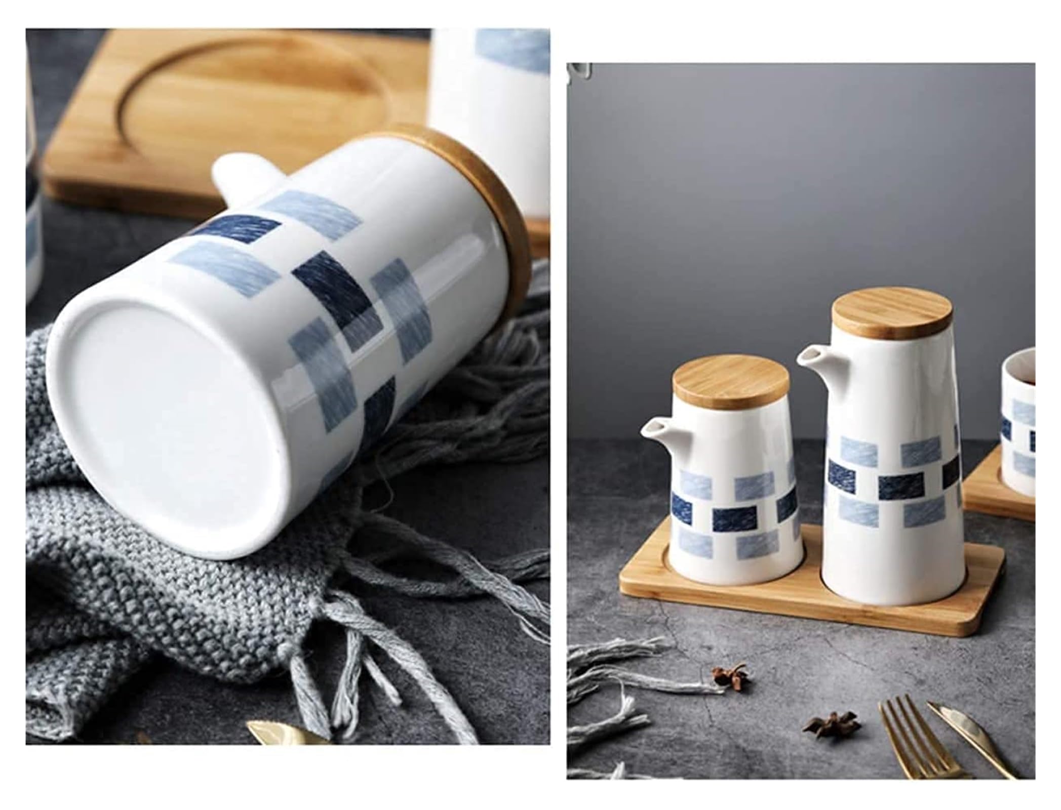 Distributore di Olio e aceto, Bottiglie di Olio in Ceramica, Salsa di soia, aceto, Collezione in Porcellana, condimenti, barattoli per spezie