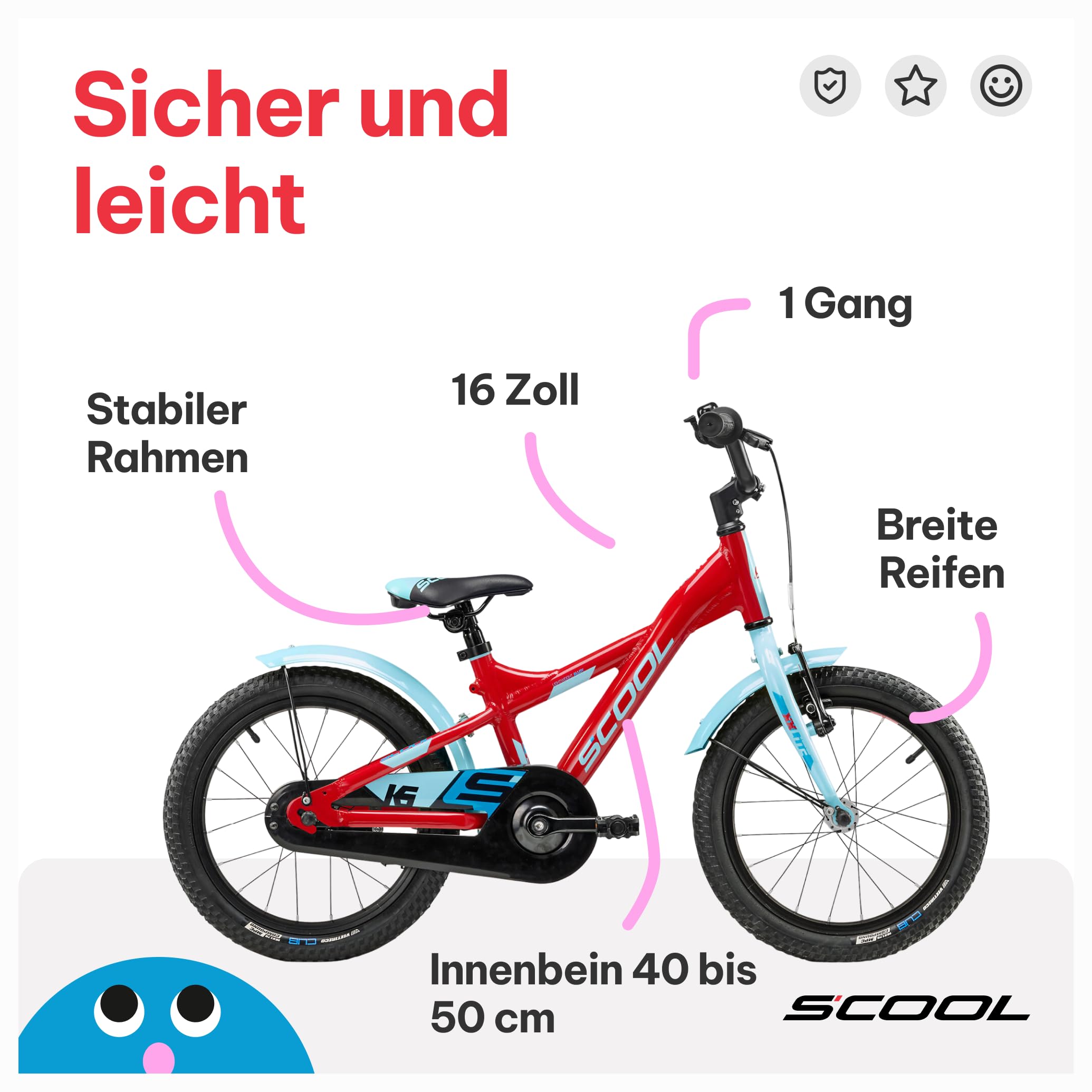 S'COOL XXlite 16/18" vélo enfant 1 vitesse 4-7 ans 100-120 cm