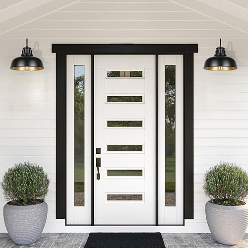 Miniatura 7 de RZSR007-2 BK - Lámpara solar de granero para exteriores, con cuello de cisne, lámpara de pared exterior de granja, lámpara industrial exterior,