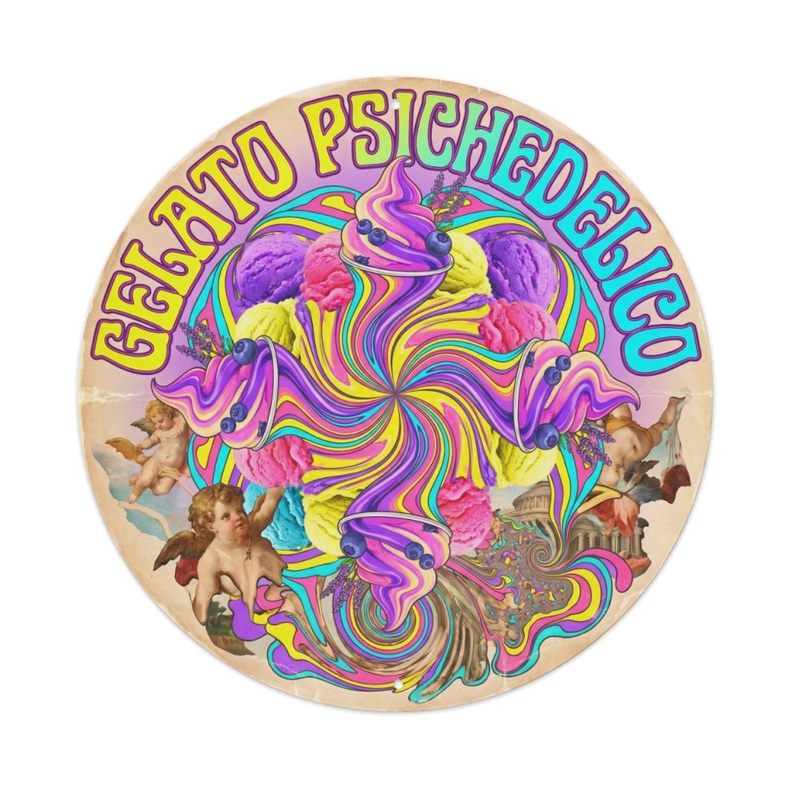 Gelato Ice Cream Psychedelic Cafe Culture Metal Tin Sign