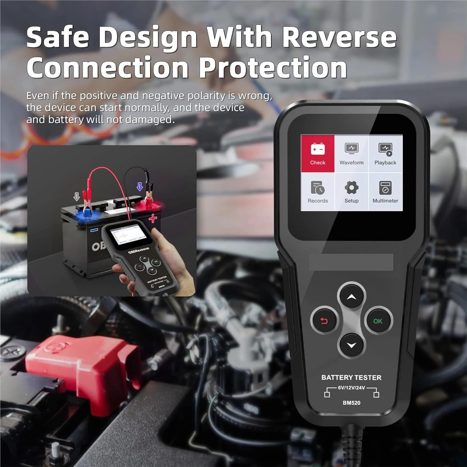 Battery Tester. BM520 Professional Car Battery Tester 6V 12V 24V Truck Battery Diagnostic Tool 12V Battery Analyzer Cranking
