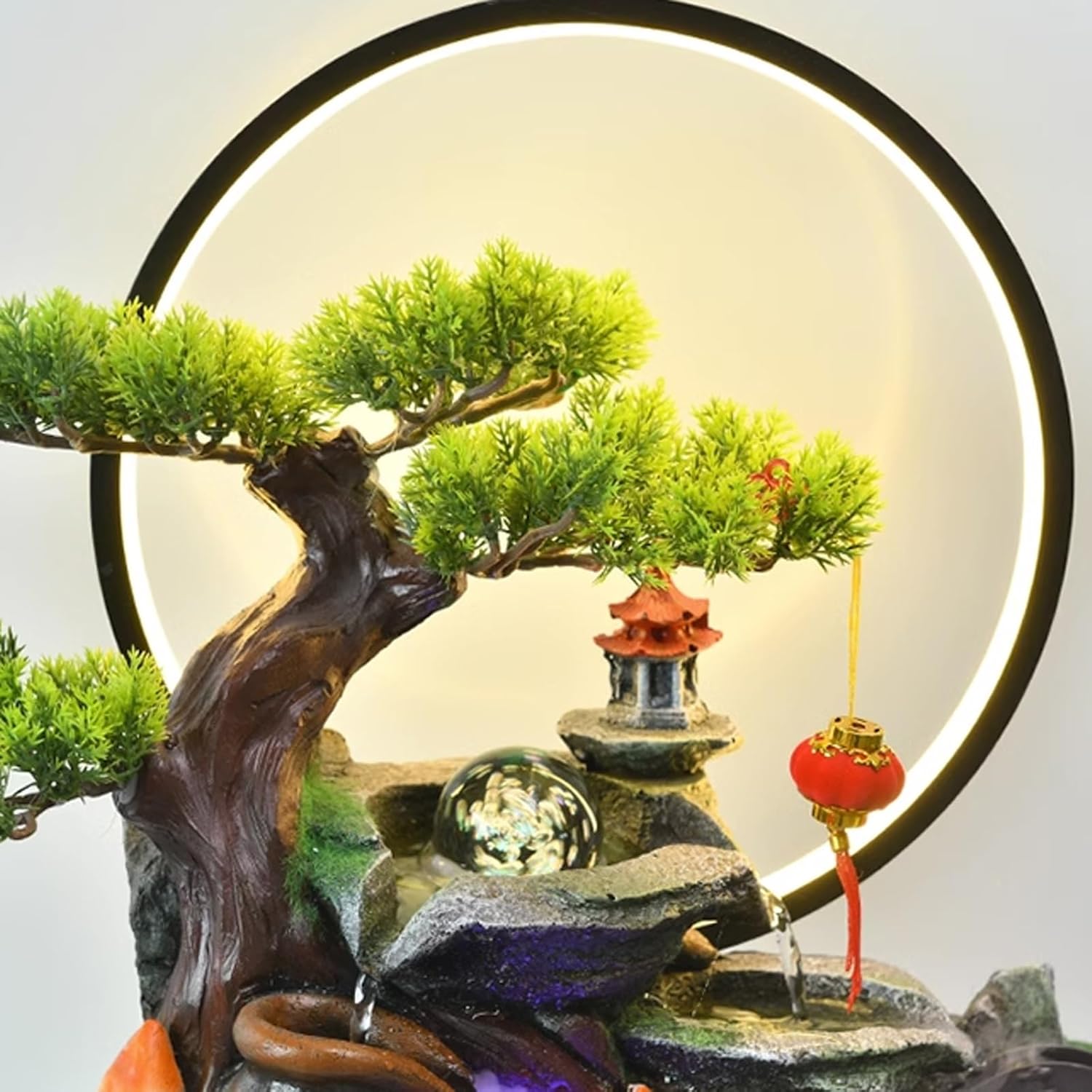 Tabletop Fountains Rocky Mountain Flowing Water Fountain Living Room High Mountain Circulating Water Humidifier Office Front Desk Desktop Decoration Relaxation Fountains (01),1