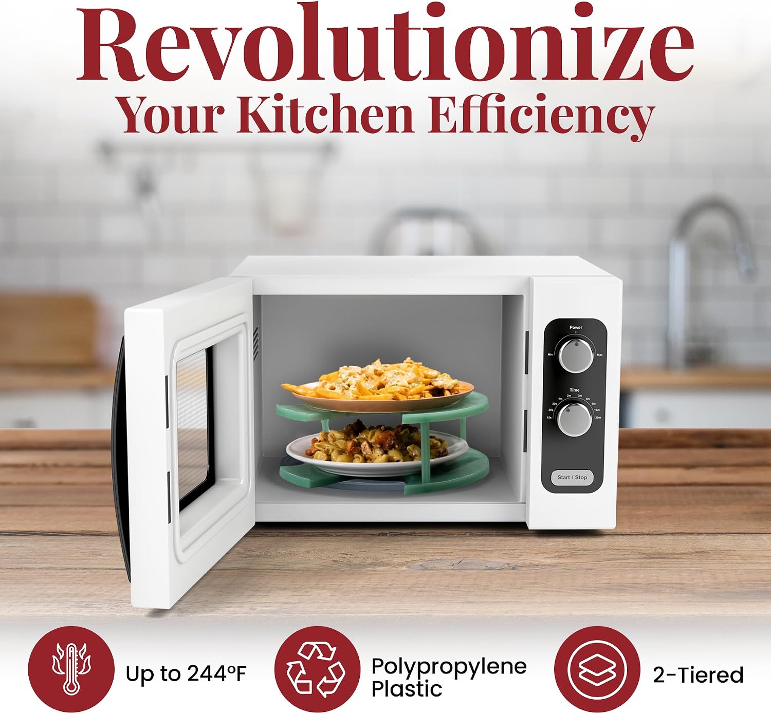 DoubleWave Teal Two Tier Microwave Plate Stacker | Reliable and safe for any day microwave dishes | Perfect food stacker for busy professionals | BPA Free microwave plate holder (Large) | BPA Free, Reliable and Safe, Perfect for Busy Professionals, Microwave Dishes