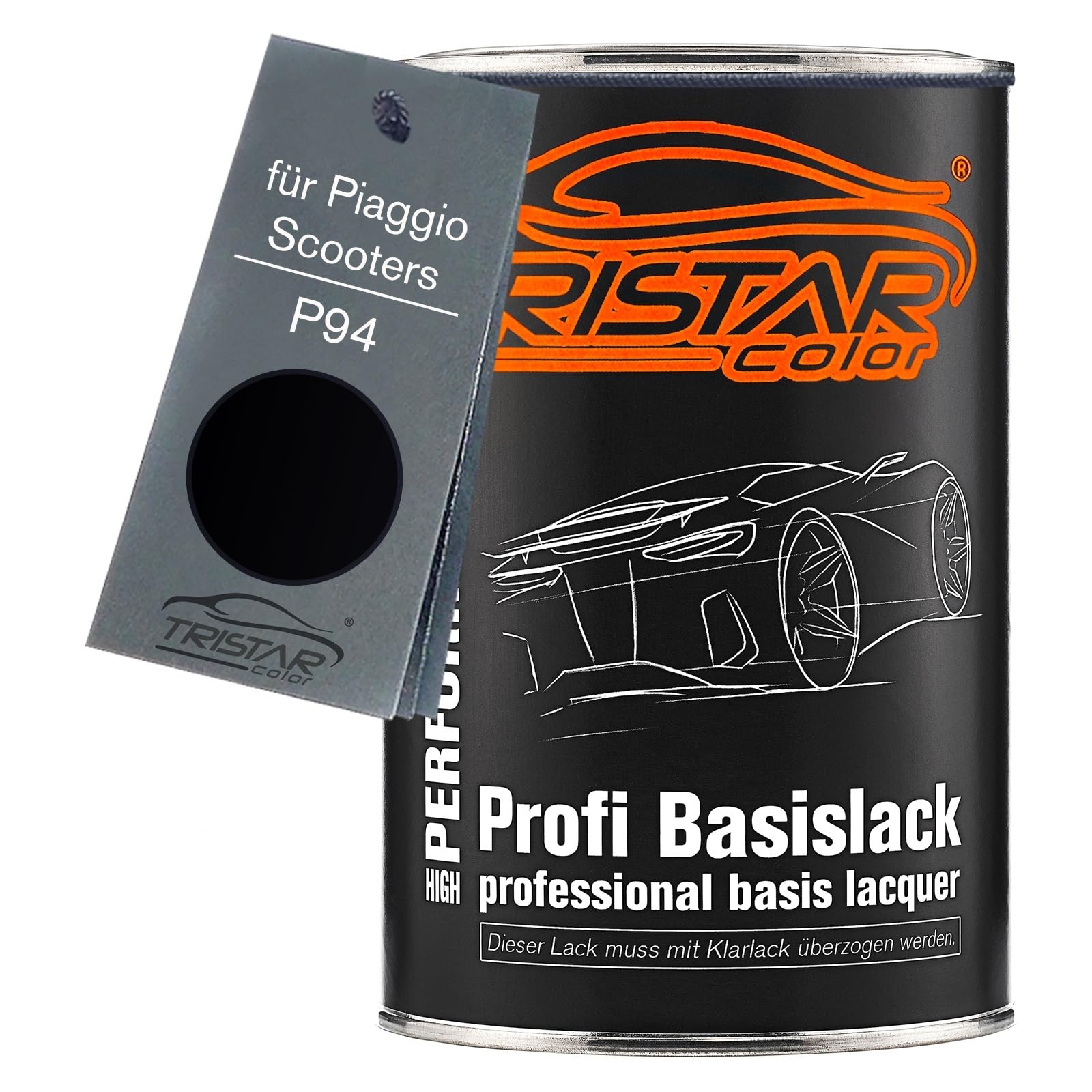 TRISTARcolor Peinture moto Pot pour Piaggio Scooters P94 Nero Lucido 1,0L | Peinture de base, prêt à l'emploi
